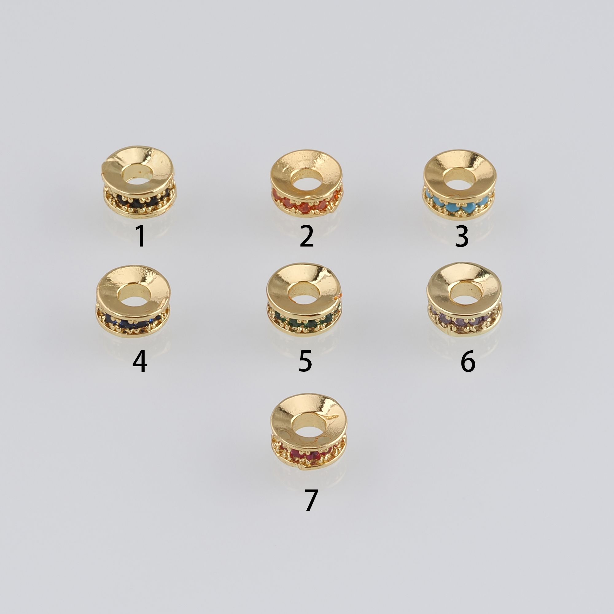 20Pcs 18K Gold Filled Round Flat Spacer Beads,CZ Micro Pave Round Spacer Beads,DIY Jewelry Making Supply