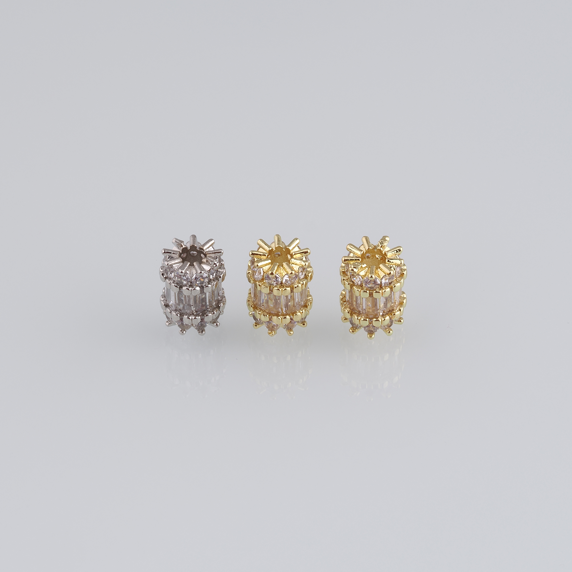 5pcs 18K Gold Filled Cylinder Spacer Beads,CZ Micro Pave Barrel Beads for Bracelet Jewelry Necklace Making Supply