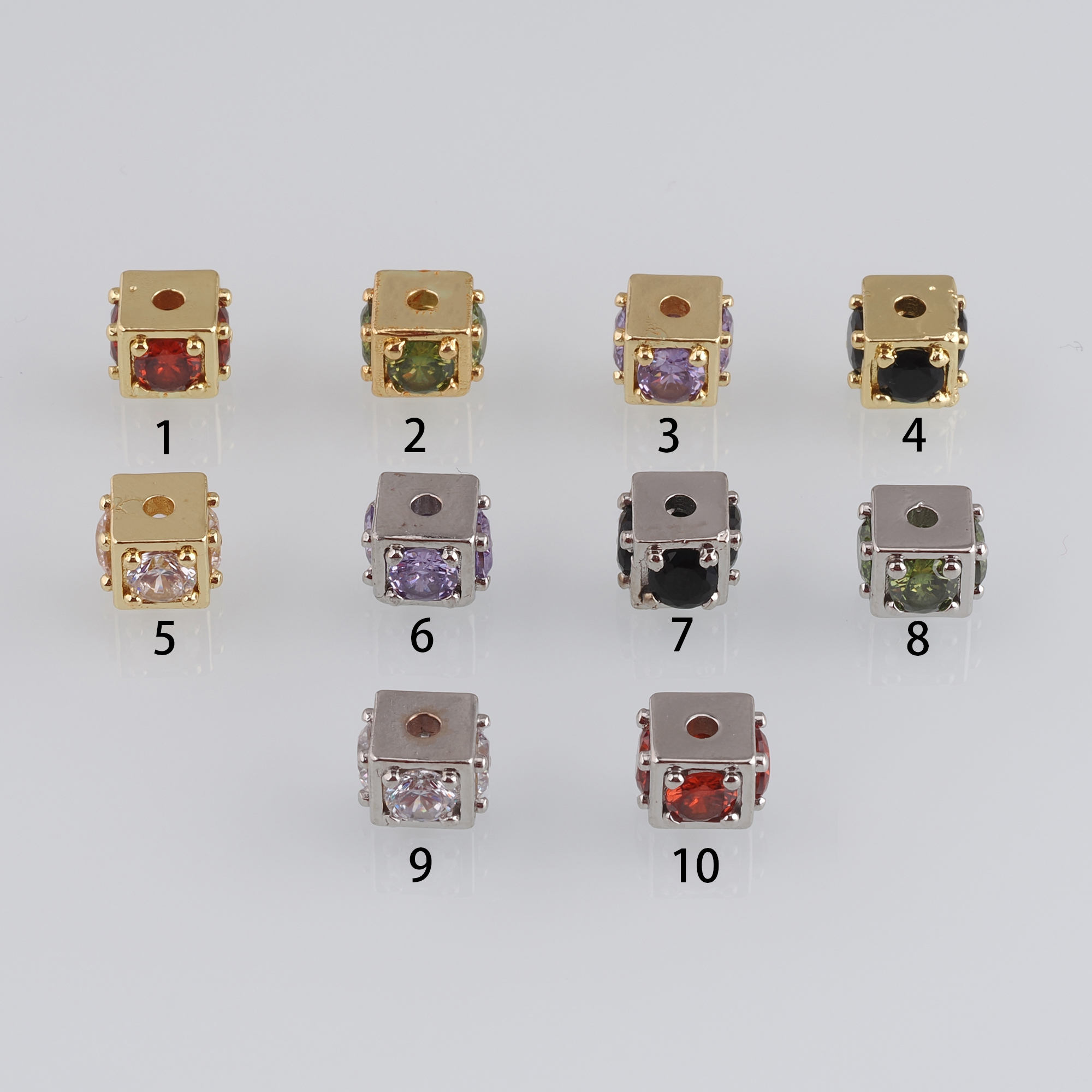 10Pcs 18K Gold Filled Square Spacer Beads,CZ Micro Pave Cube Spacer Beads,DIY Jewelry Making Supply