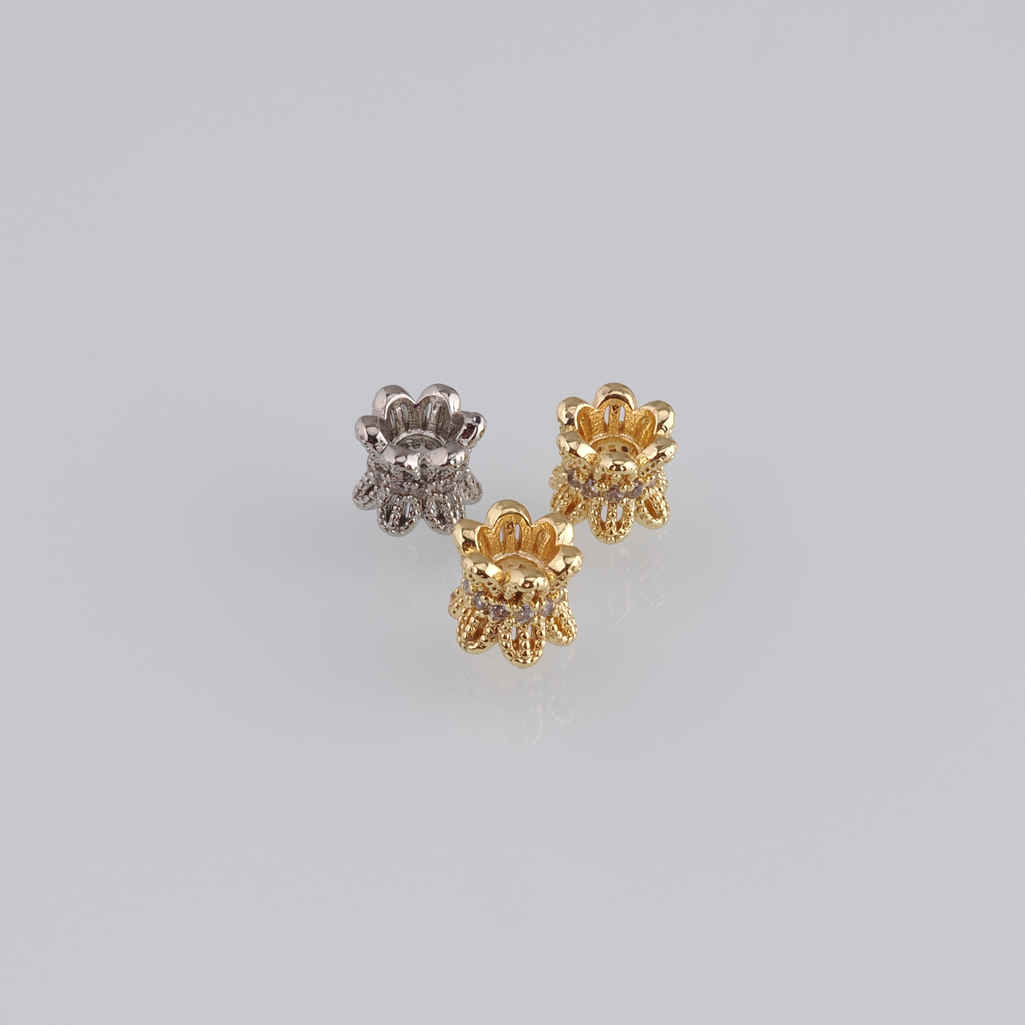 10pcs 18K Gold Filled Flower Cylinder Spacer Beads,CZ Micro Pave Barrel Beads for Bracelet Jewelry Necklace Making Supply