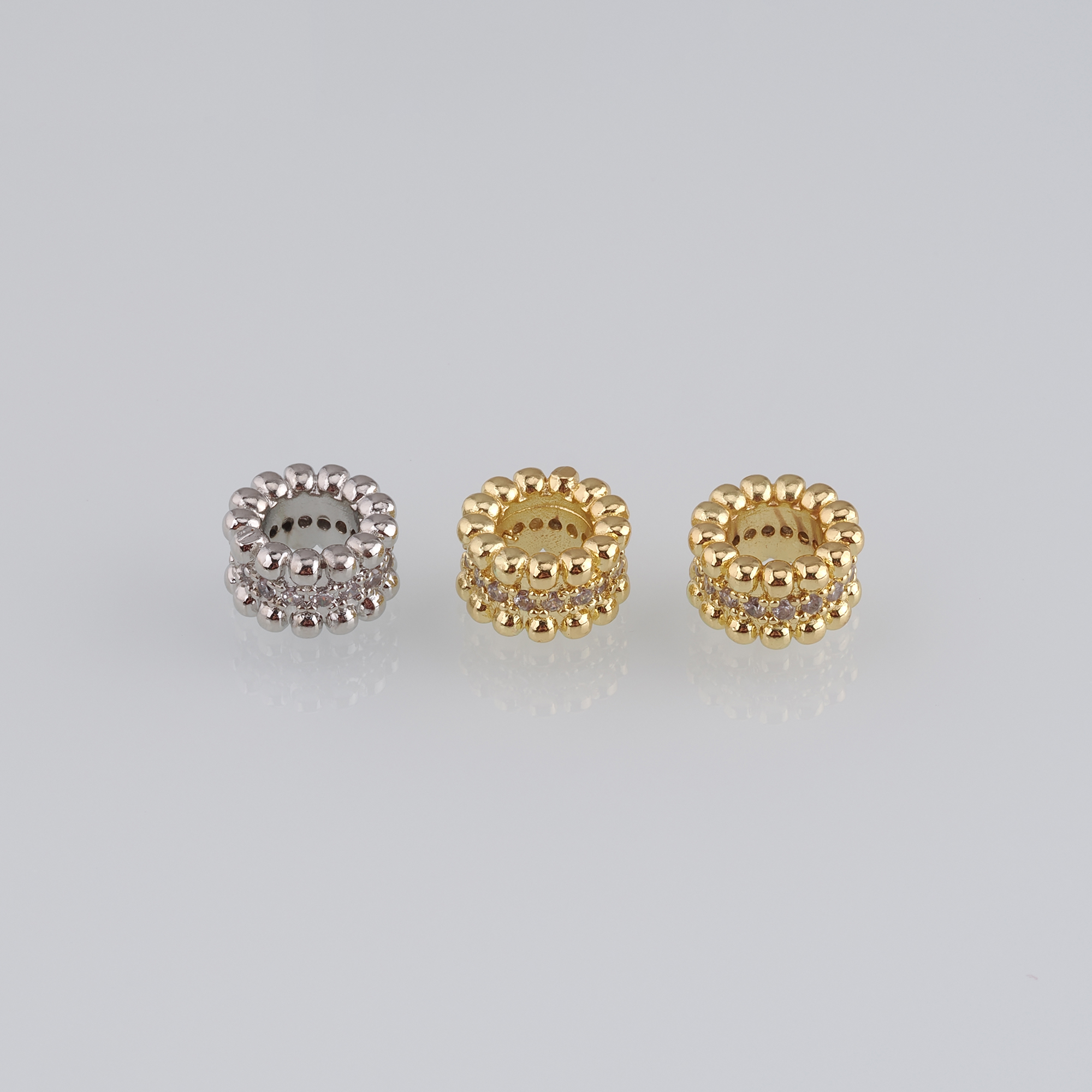 10pcs 18K Gold Filled Cylinder Spacer Beads,CZ Micro Pave Barrel Beads for Bracelet Jewelry Necklace Making Supply