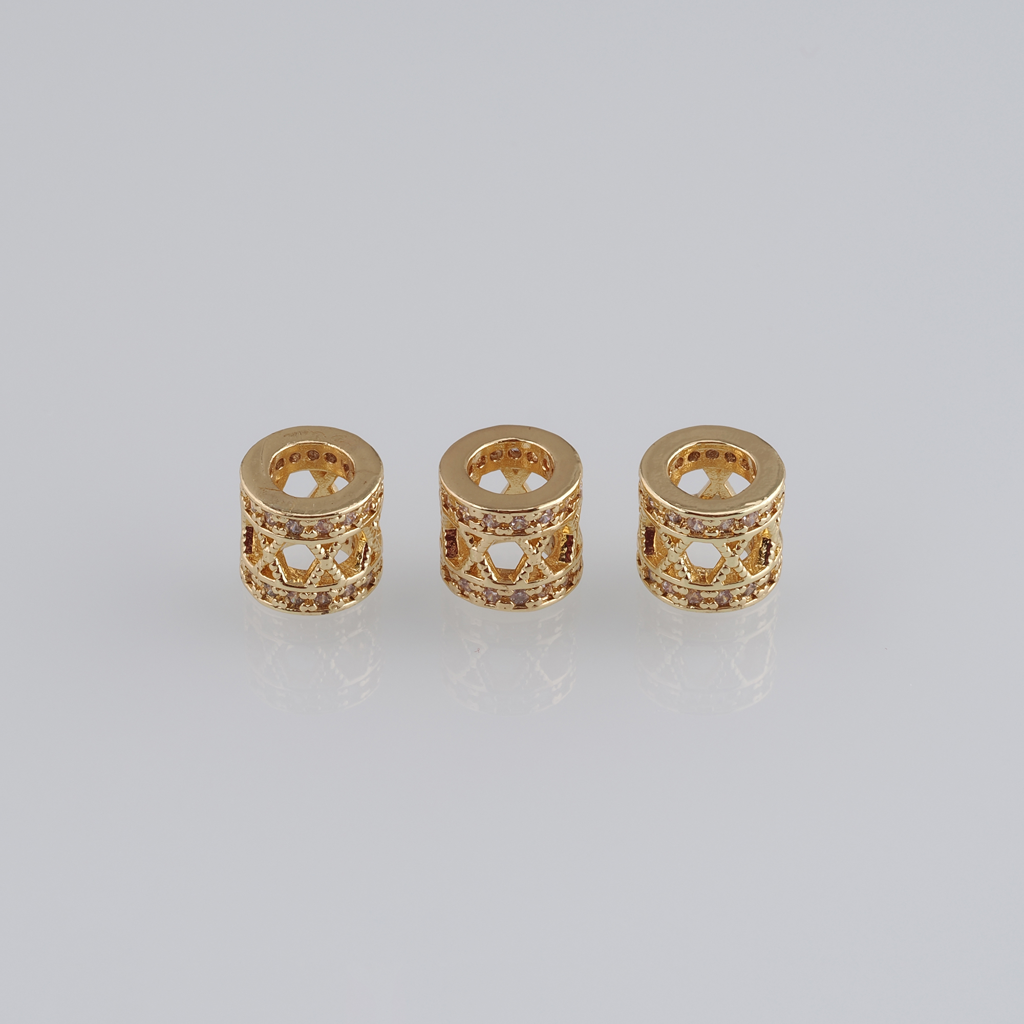 10pcs 18K Gold Filled Barrel Spacer Beads,CZ Micro Pave Barrel Beads for Bracelet Jewelry Necklace Making Supply