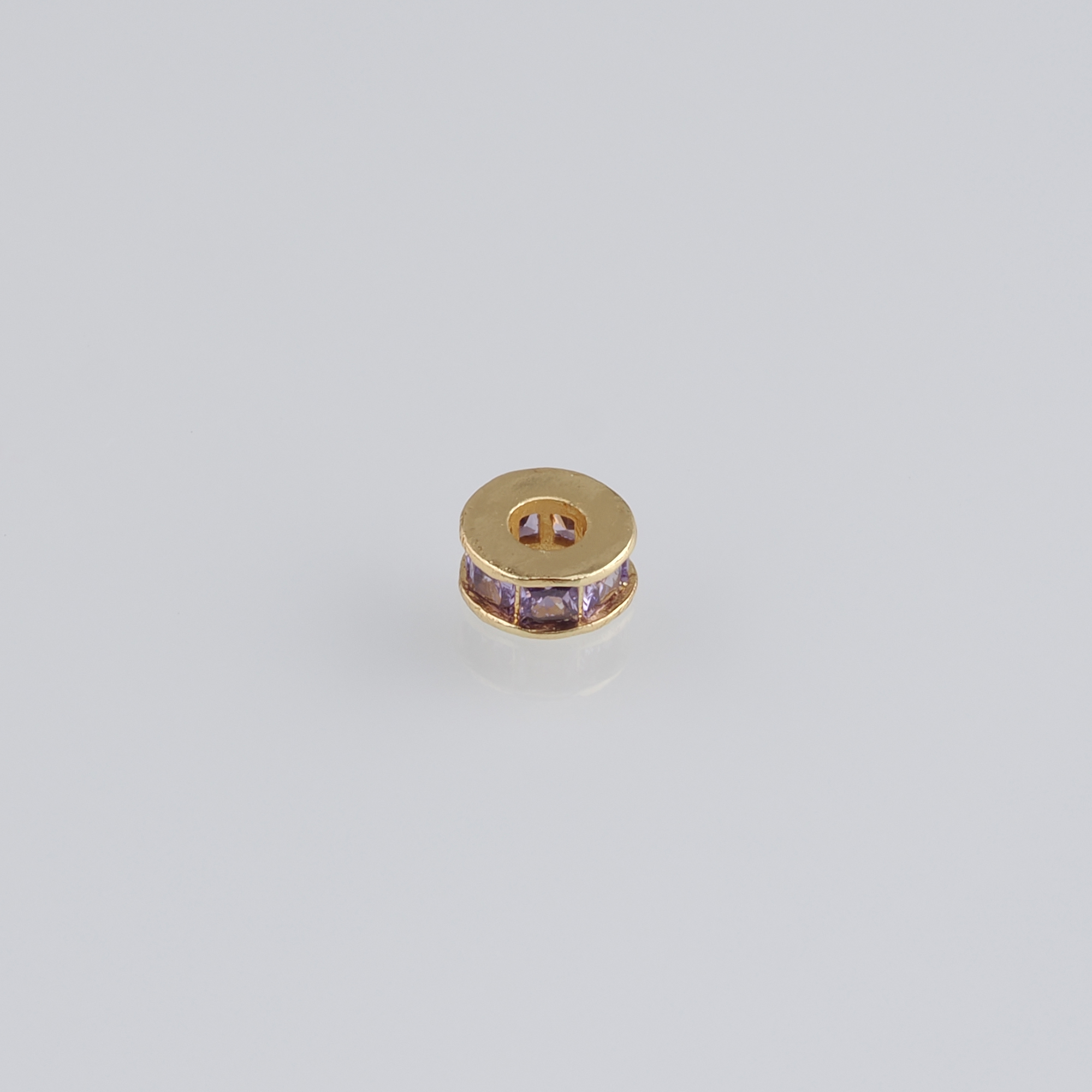 20Pcs 18K Gold Filled Round Flat Spacer Beads,CZ Micro Pave Round Spacer Beads,DIY Jewelry Making Supply