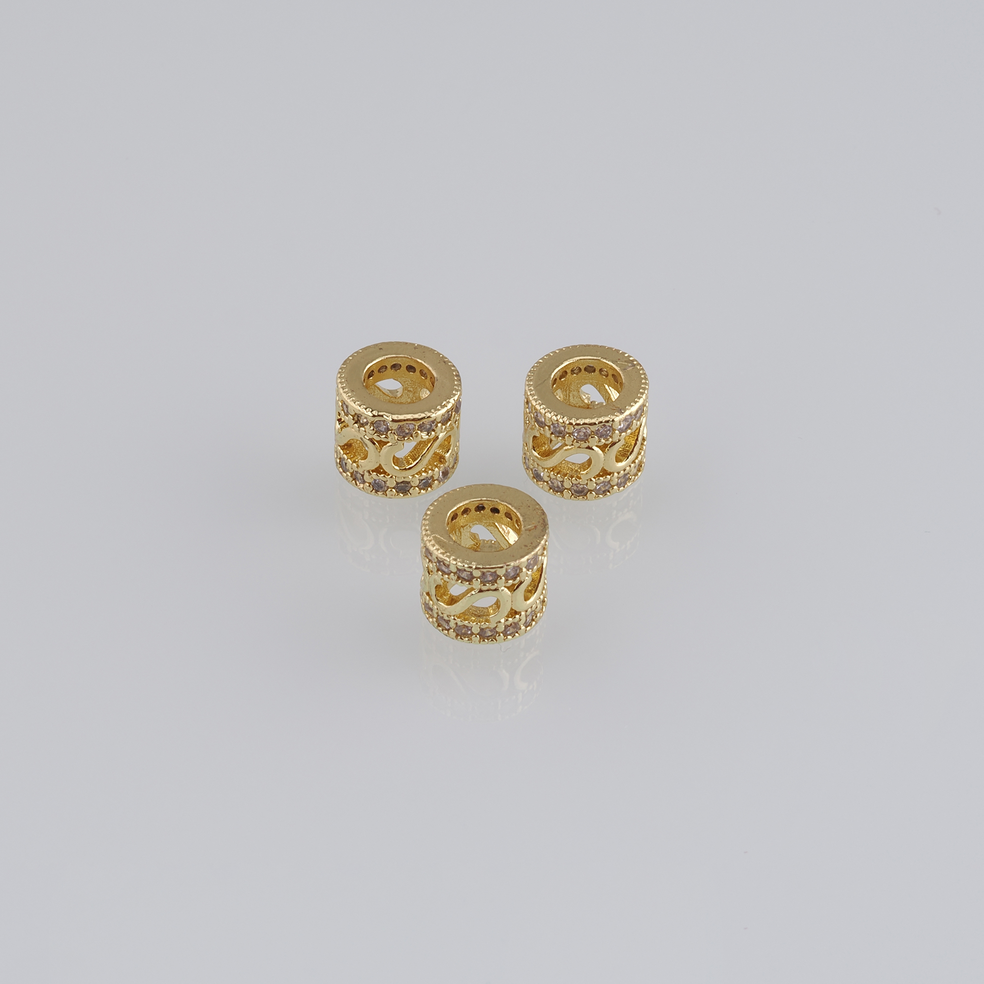10pcs 18K Gold Filled Barrel Spacer Beads,CZ Micro Pave Barrel Beads for Bracelet Jewelry Necklace Making Supply