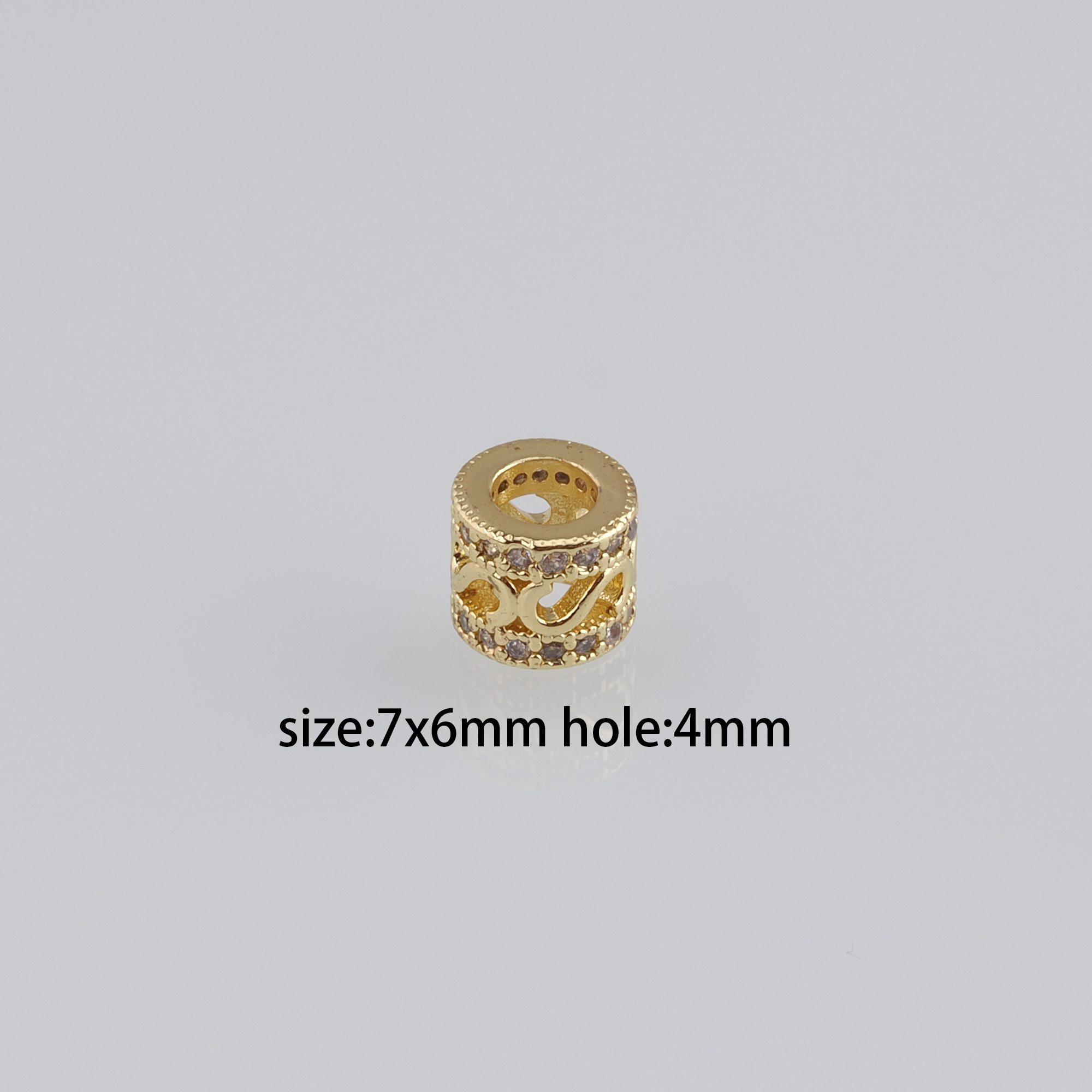 10pcs 18K Gold Filled Barrel Spacer Beads,CZ Micro Pave Barrel Beads for Bracelet Jewelry Necklace Making Supply
