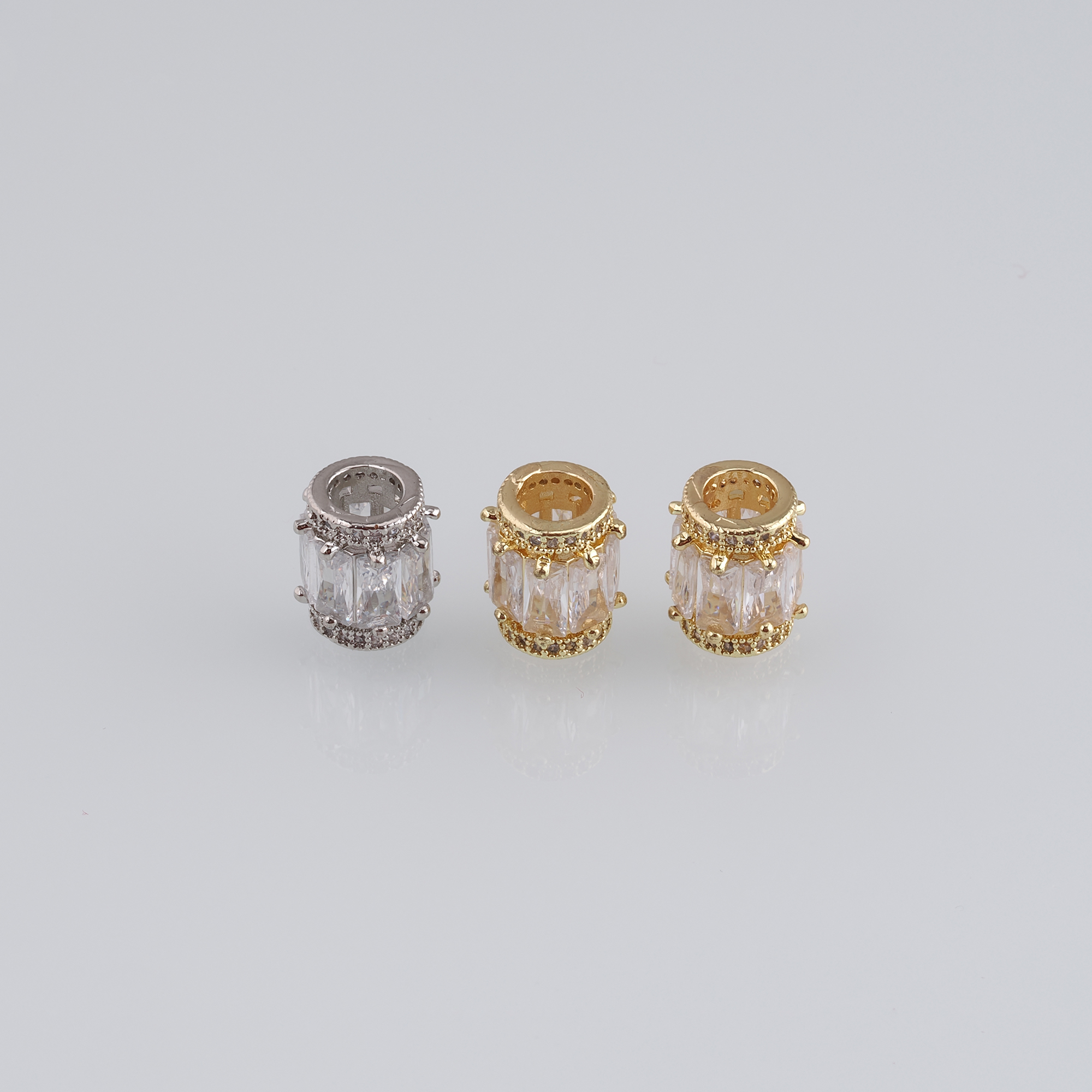 5pcs 18K Gold Filled Cylinder Spacer Beads,CZ Micro Pave Barrel Beads for Bracelet Jewelry Necklace Making Supply