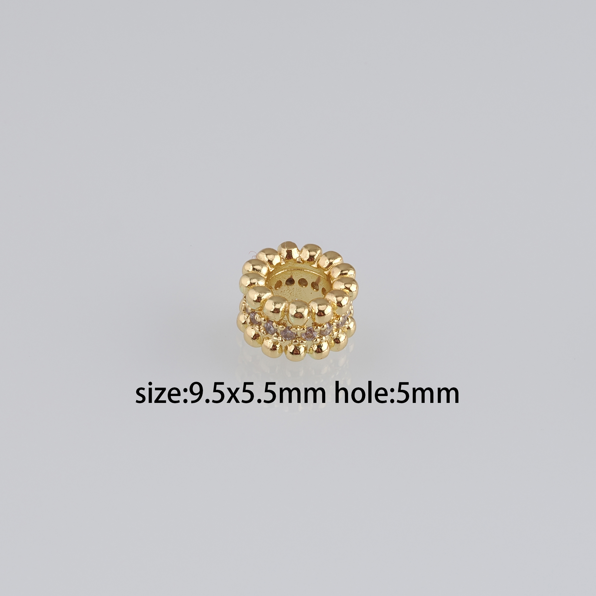 10pcs 18K Gold Filled Cylinder Spacer Beads,CZ Micro Pave Barrel Beads for Bracelet Jewelry Necklace Making Supply