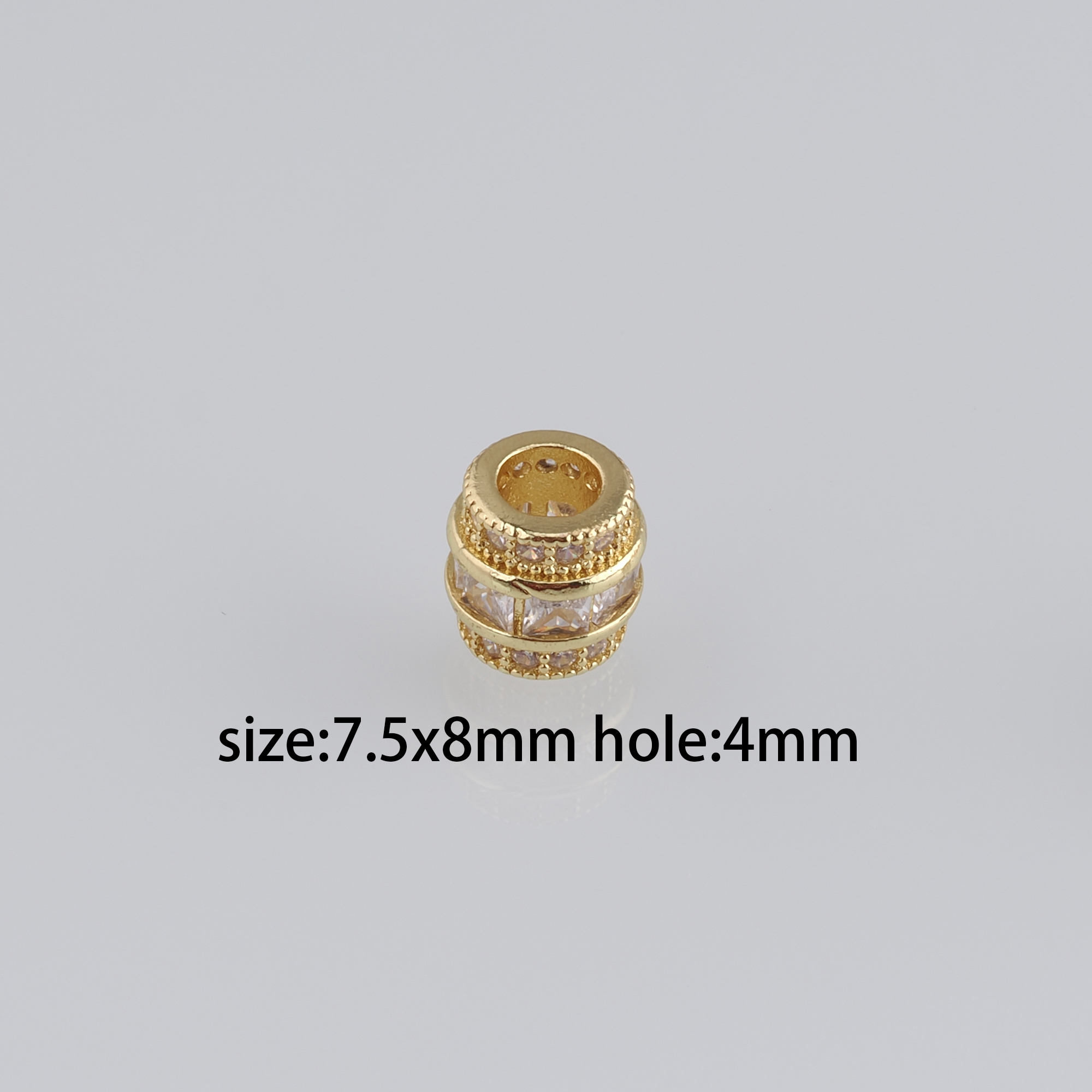 5pcs 18K Gold Filled Cylinder Spacer Beads,CZ Micro Pave Barrel Beads for Bracelet Jewelry Necklace Making Supply