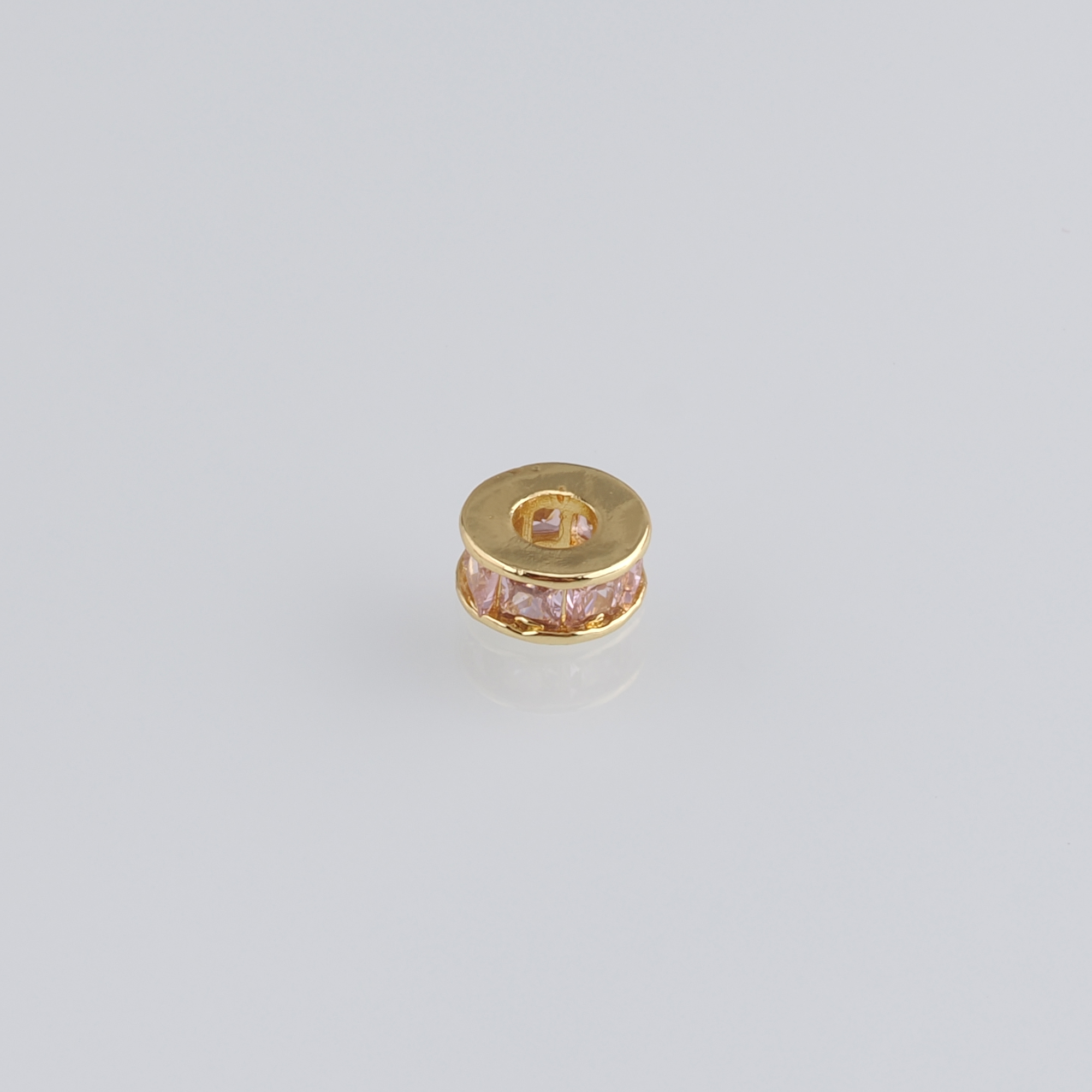 20Pcs 18K Gold Filled Round Flat Spacer Beads,CZ Micro Pave Round Spacer Beads,DIY Jewelry Making Supply