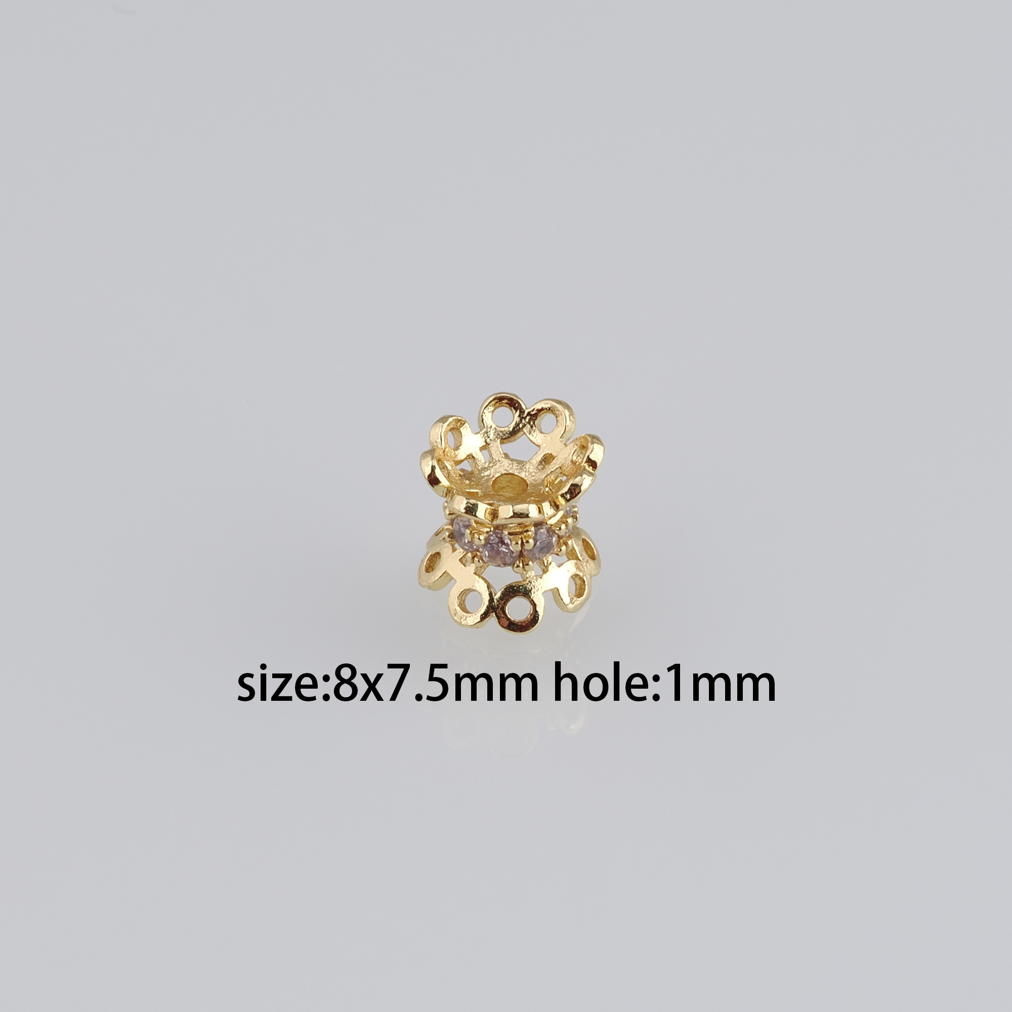 10pcs 18K Gold Filled Flower Spacer Beads,CZ Micro Pave Barrel Beads for Bracelet Jewelry Necklace Making Supply