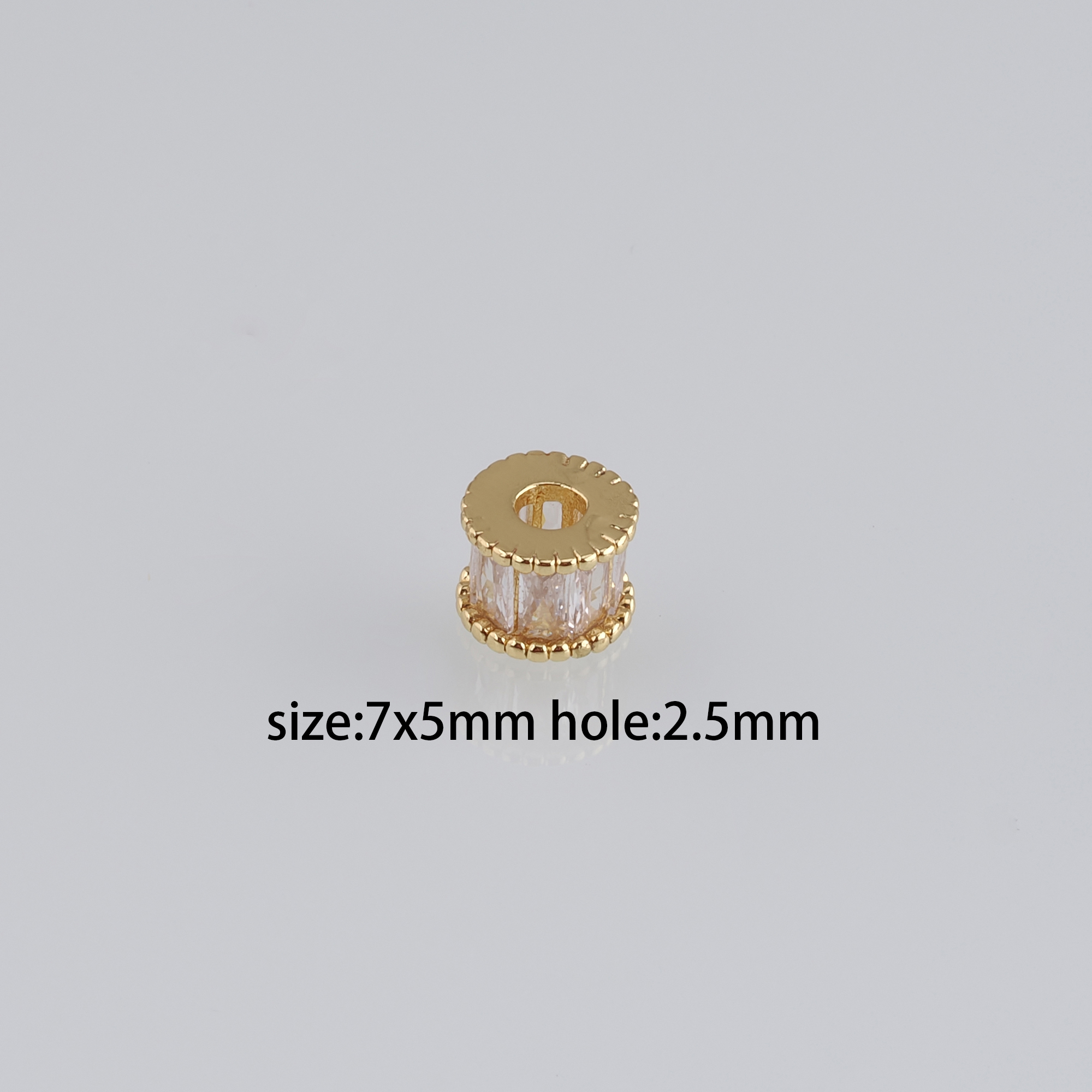 10pcs 18K Gold Filled Barrel Spacer Beads,CZ Micro Pave Barrel Beads for Bracelet Jewelry Necklace Making Supply