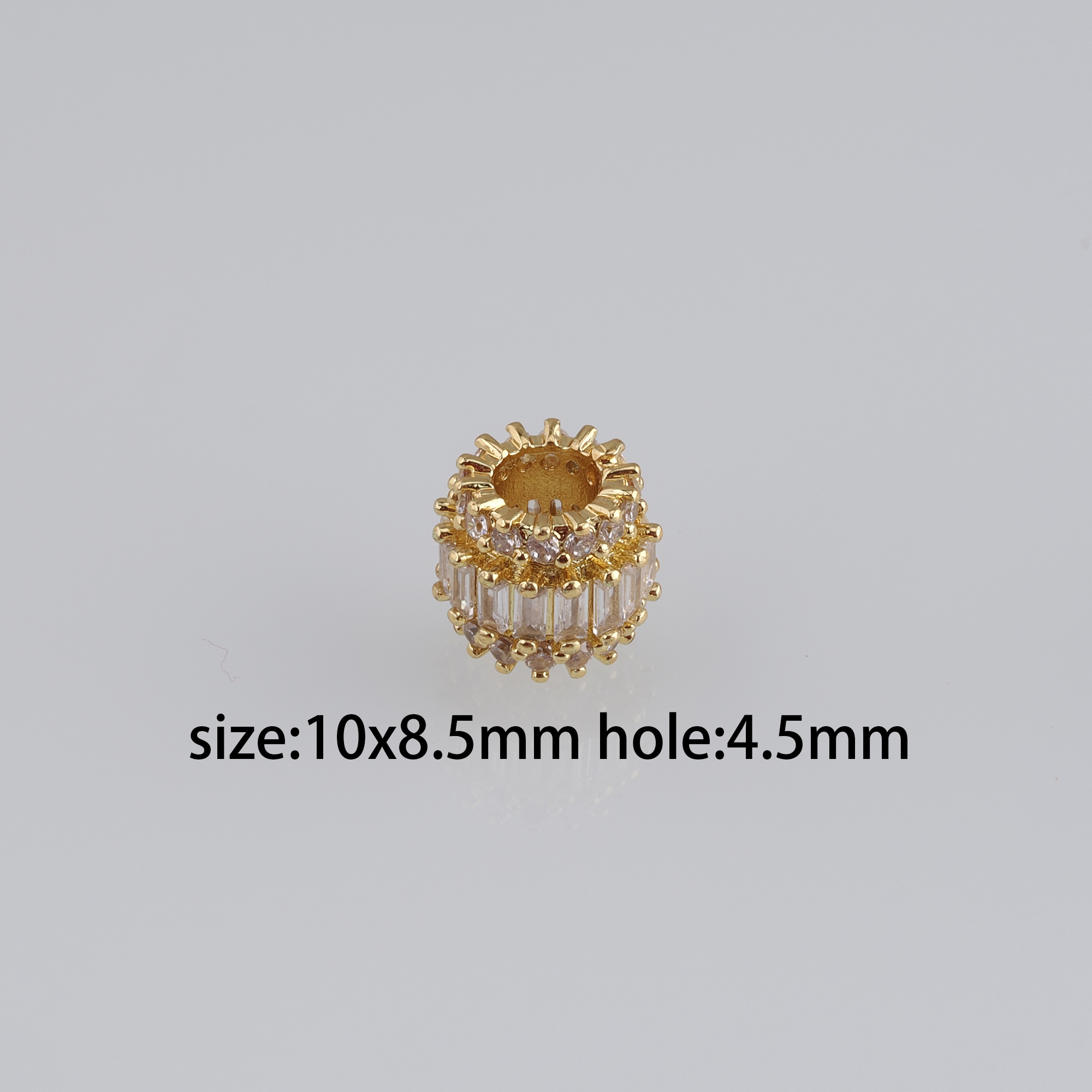 10pcs 18K Gold Filled Barrel Spacer Beads,CZ Micro Pave Barrel Beads for Bracelet Jewelry Necklace Making Supply