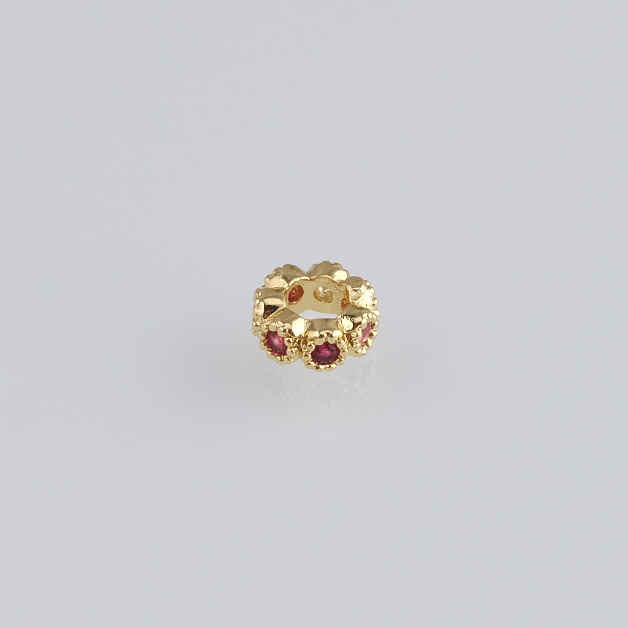 20Pcs 18K Gold Filled Round Flat Spacer Beads,CZ Micro Pave Round Spacer Beads,DIY Jewelry Making Supply