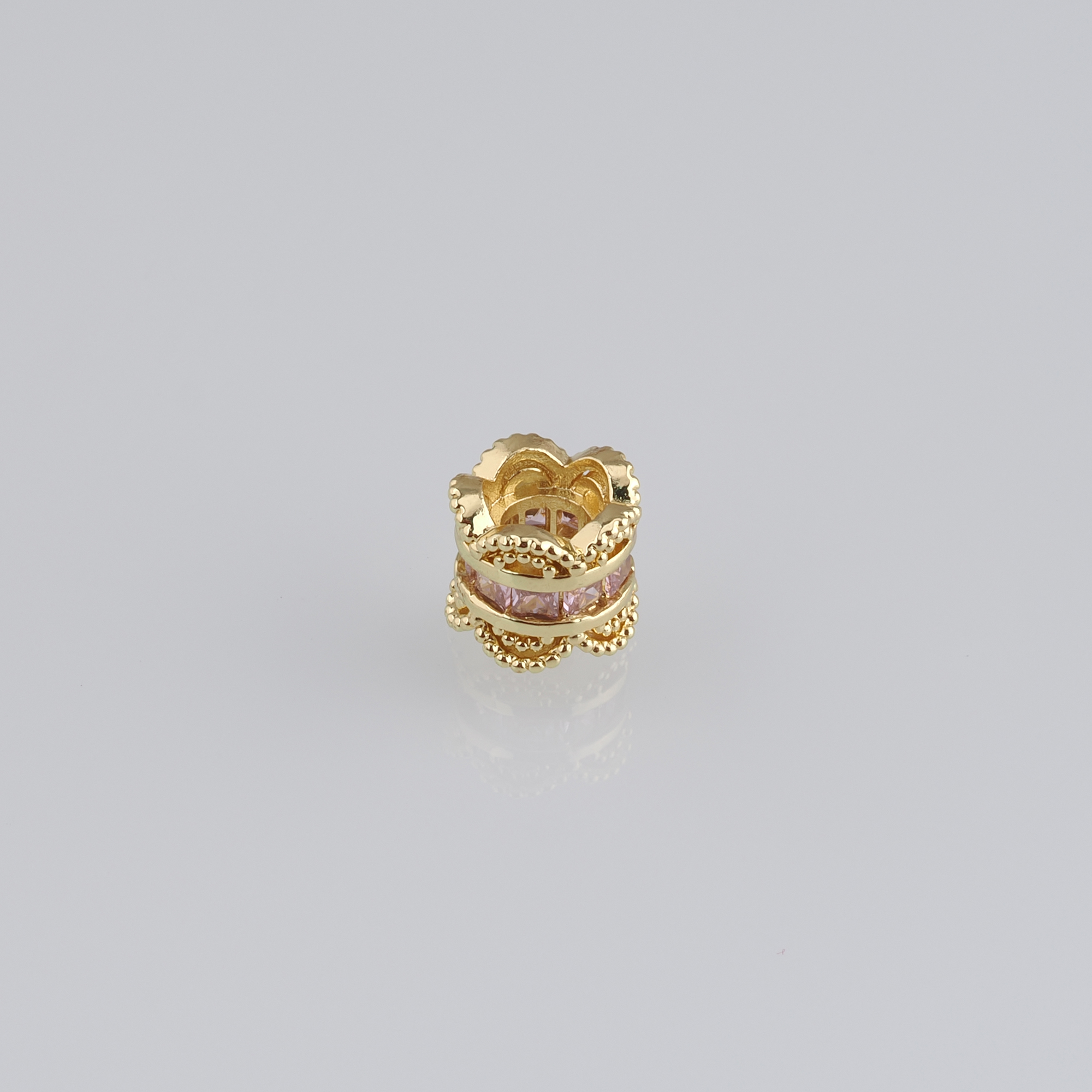 10pcs 18K Gold Filled Barrel Spacer Beads,CZ Micro Pave Barrel Beads for Bracelet Jewelry Necklace Making Supply