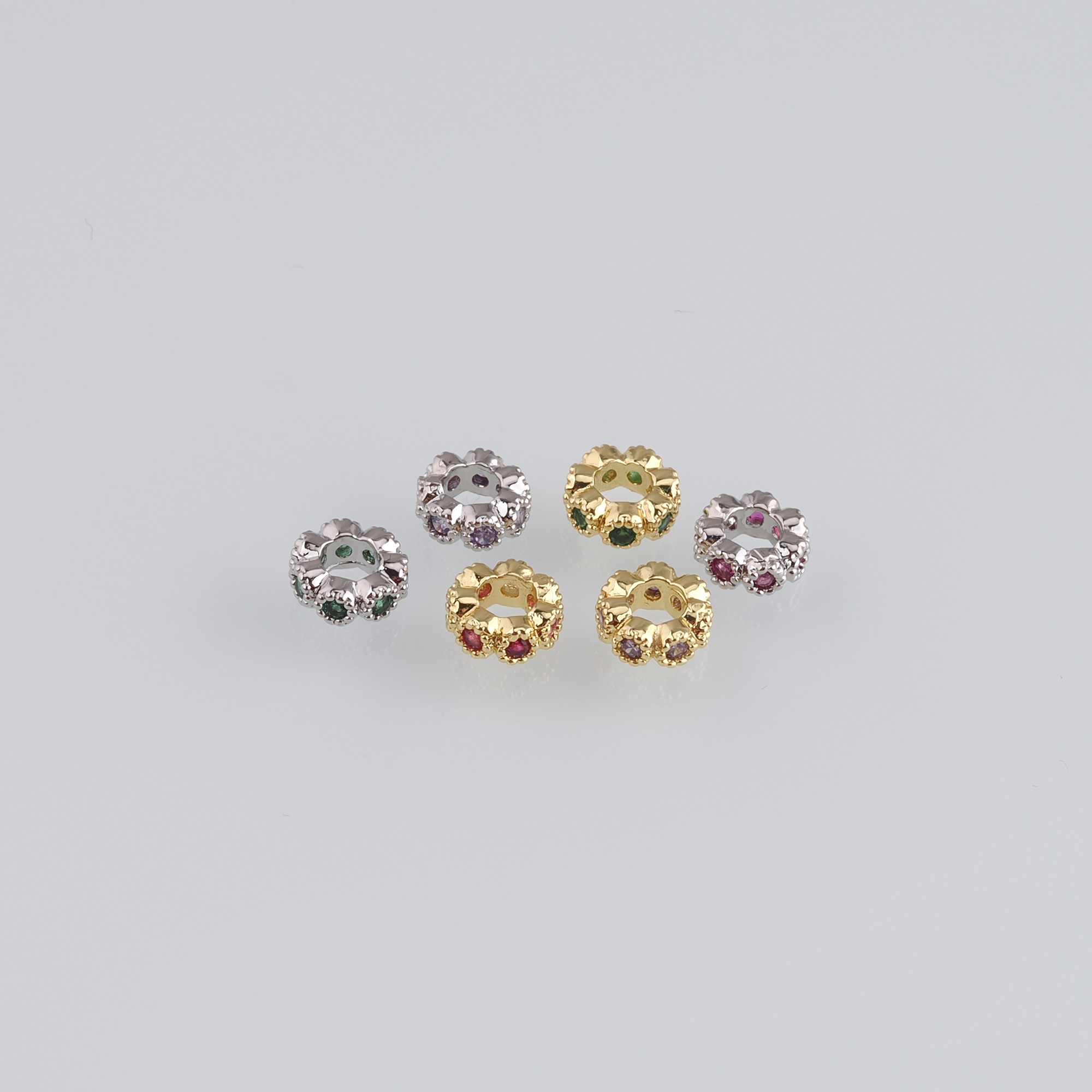 20Pcs 18K Gold Filled Round Flat Spacer Beads,CZ Micro Pave Round Spacer Beads,DIY Jewelry Making Supply