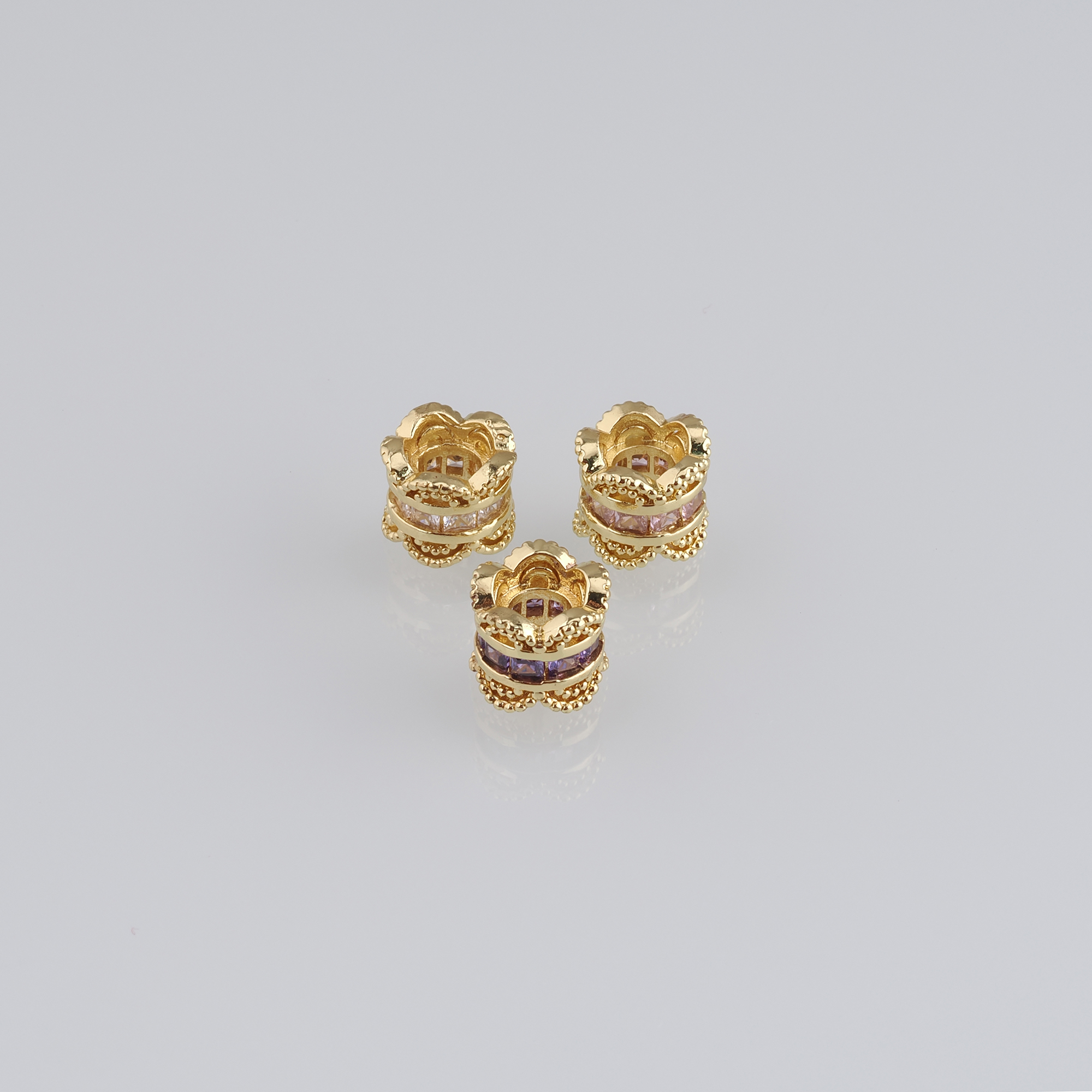 10pcs 18K Gold Filled Barrel Spacer Beads,CZ Micro Pave Barrel Beads for Bracelet Jewelry Necklace Making Supply