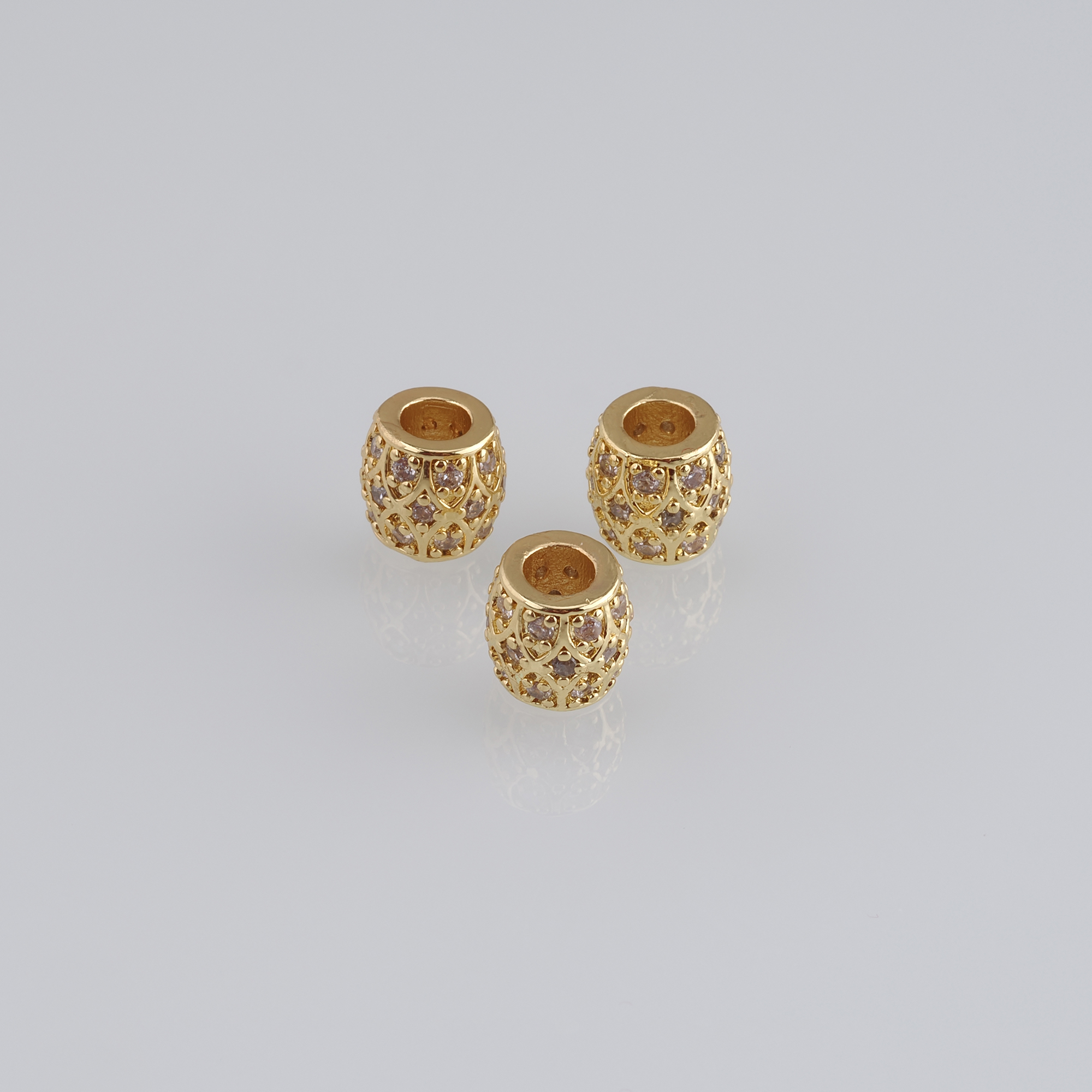 10pcs 18K Gold Filled Barrel Spacer Beads,CZ Micro Pave Barrel Beads for Bracelet Jewelry Necklace Making Supply