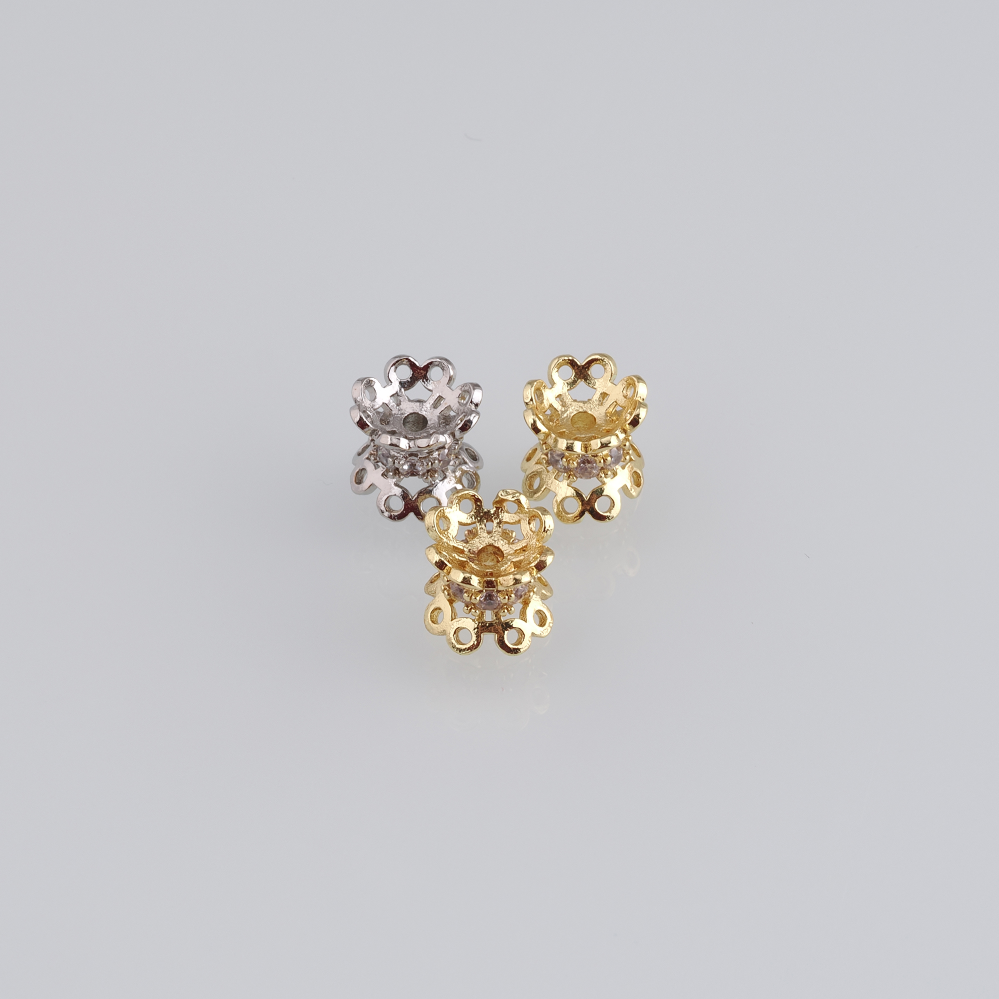 10pcs 18K Gold Filled Flower Spacer Beads,CZ Micro Pave Barrel Beads for Bracelet Jewelry Necklace Making Supply