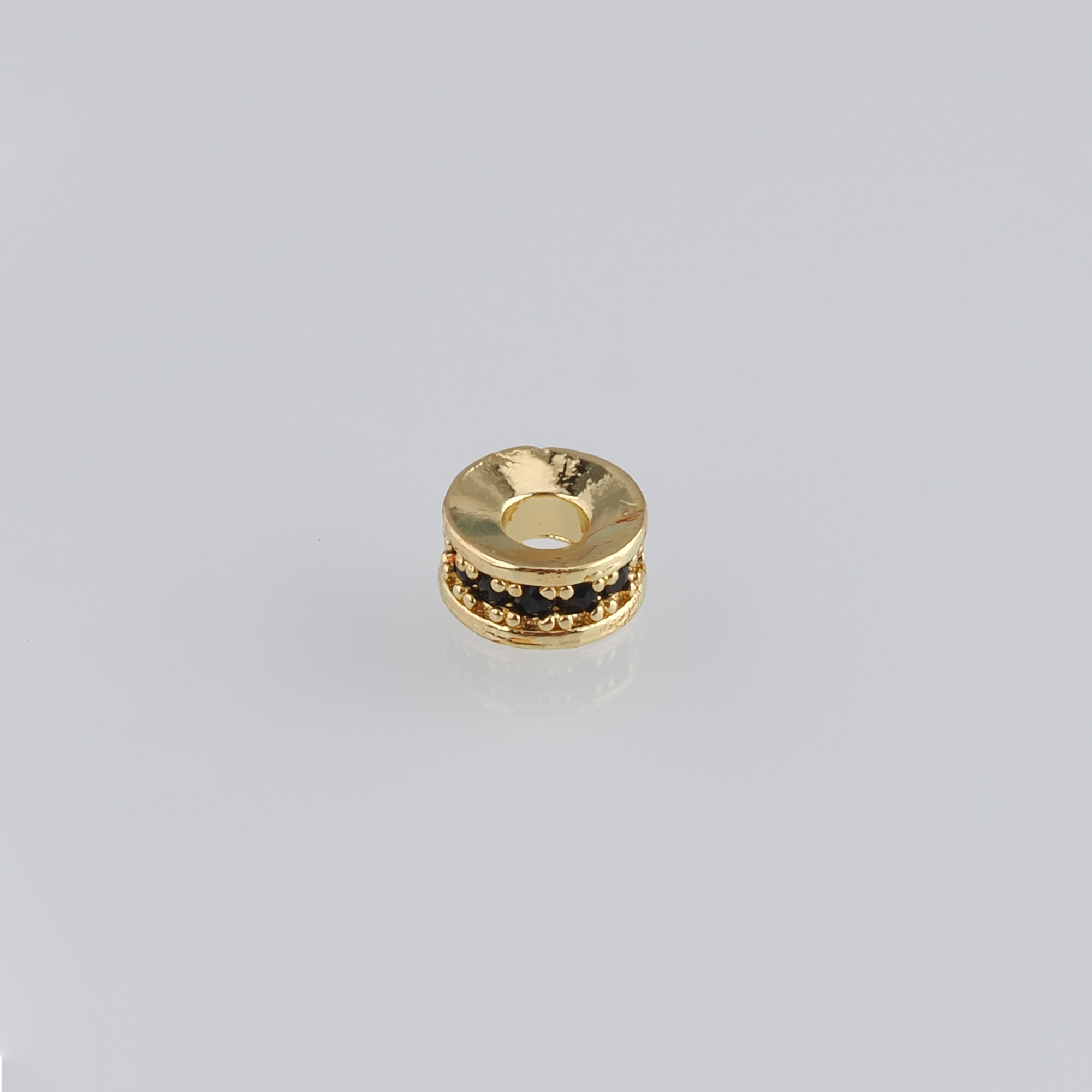 20Pcs 18K Gold Filled Round Flat Spacer Beads,CZ Micro Pave Round Spacer Beads,DIY Jewelry Making Supply