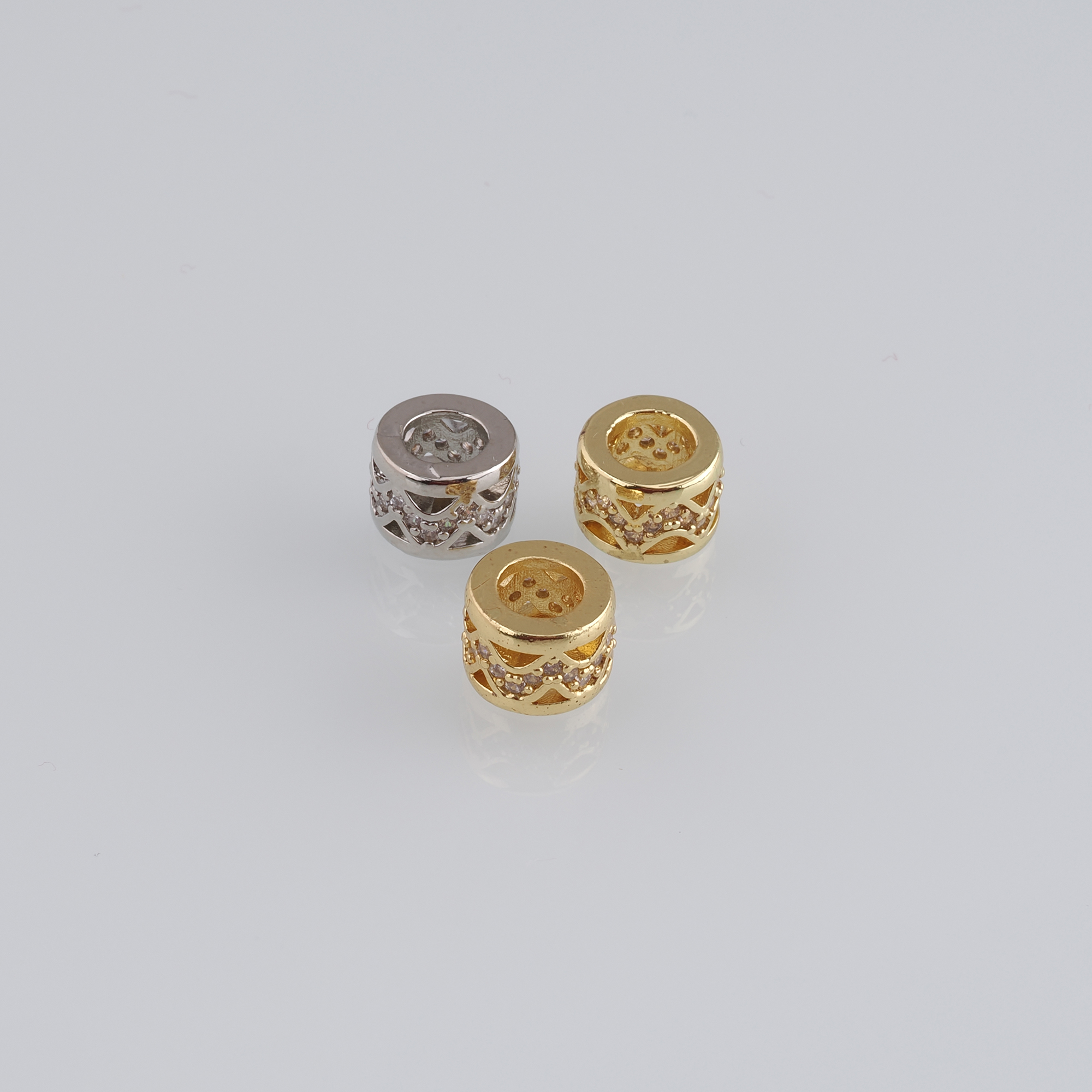 10pcs 18K Gold Filled Barrel Spacer Beads,CZ Micro Pave Barrel Beads for Bracelet Jewelry Necklace Making Supply