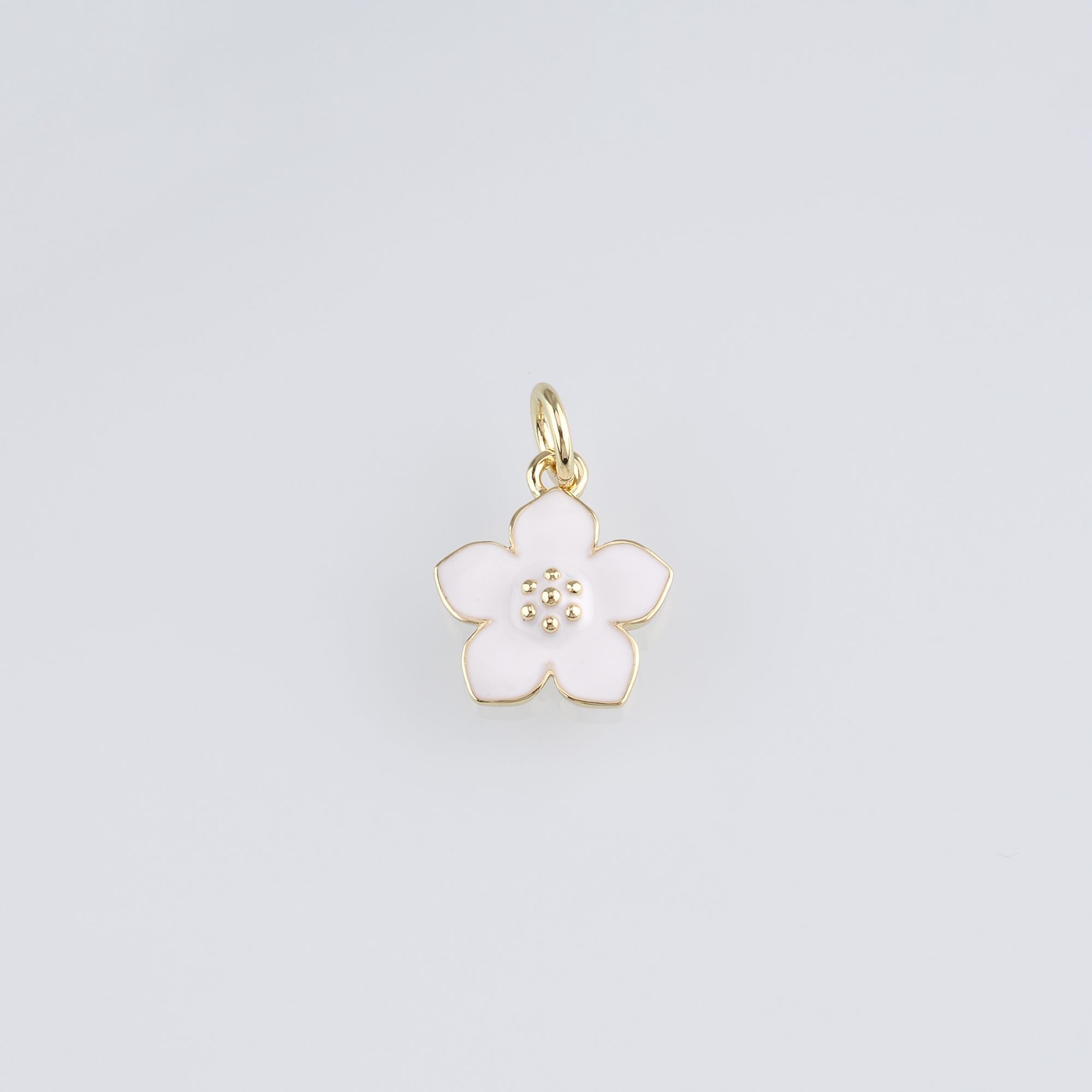 18K Gold Filled Flower Pendant,Enamel Flower Charm Earrings Necklace for DIY Jewelry Making Supply