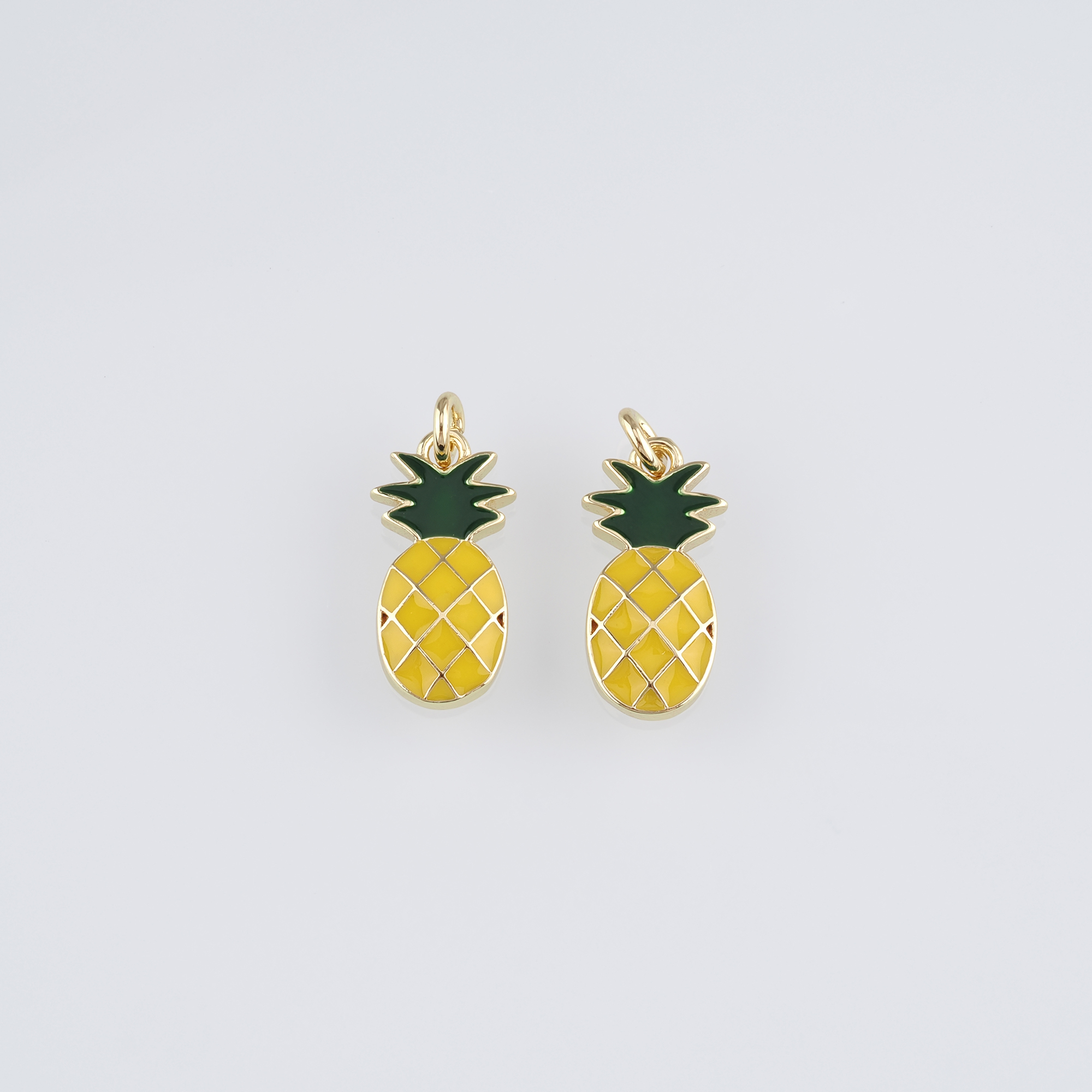 18K Gold Filled Pineapple Pendant,Enamel Fruit Charm Earrings Necklace for DIY Jewelry Making Supply