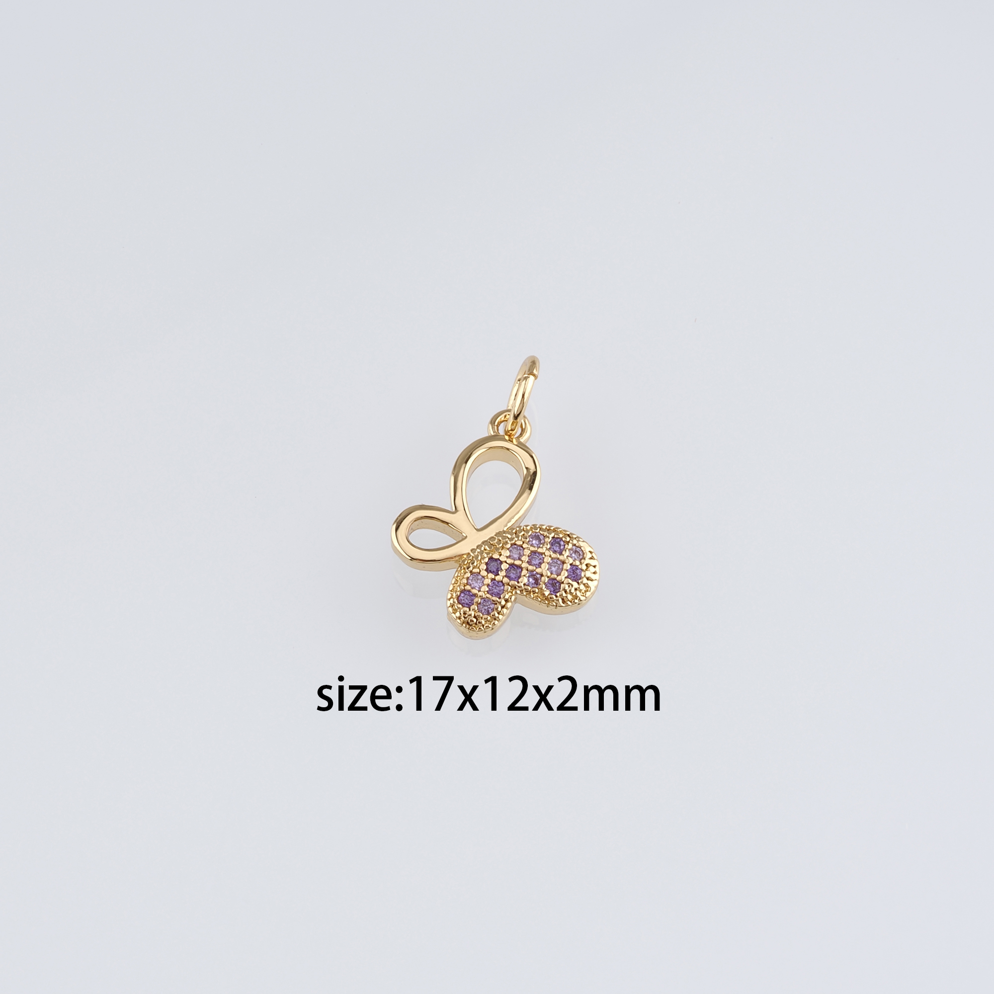 18K Gold Filled Butterfly Pendant,CZ Micro Pave Butterfly Charm Earrings Necklace for DIY Jewelry Making Supply