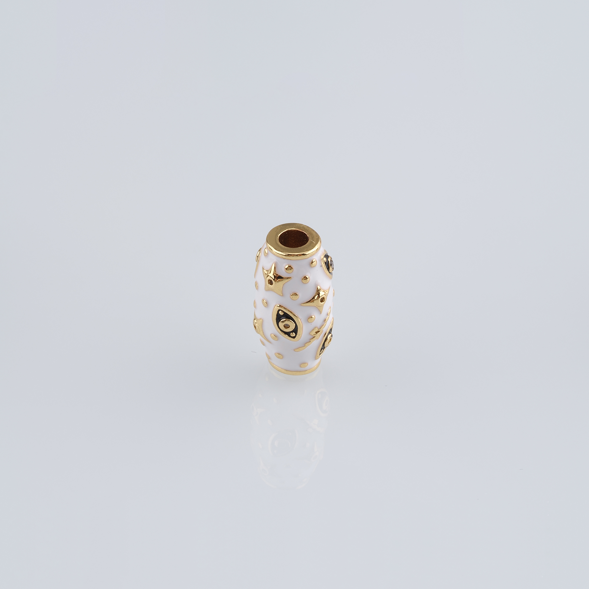18K Gold Filled Evil Eye Spacer Beads,Barrel Bead,Enamel Evil Eye Bead for Bracelet Jewelry Necklace Making Supply