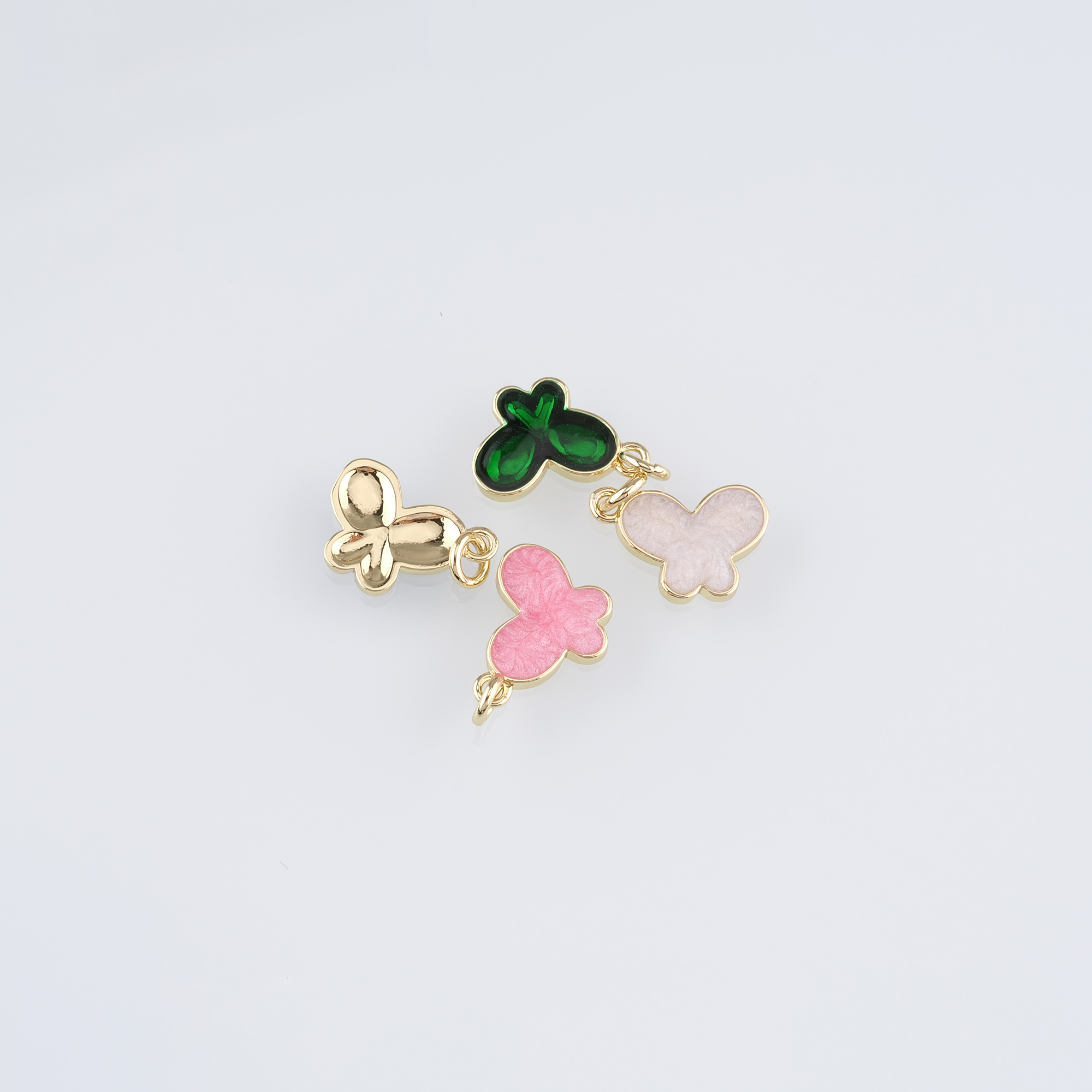 18K Gold Filled Butterfly Pendant,Enamel Butterfly Charm Earrings Necklace for DIY Jewelry Making Supply