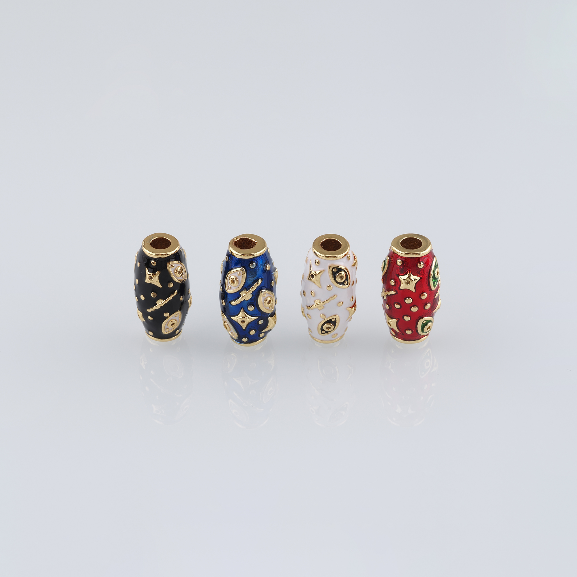 18K Gold Filled Evil Eye Spacer Beads,Barrel Bead,Enamel Evil Eye Bead for Bracelet Jewelry Necklace Making Supply
