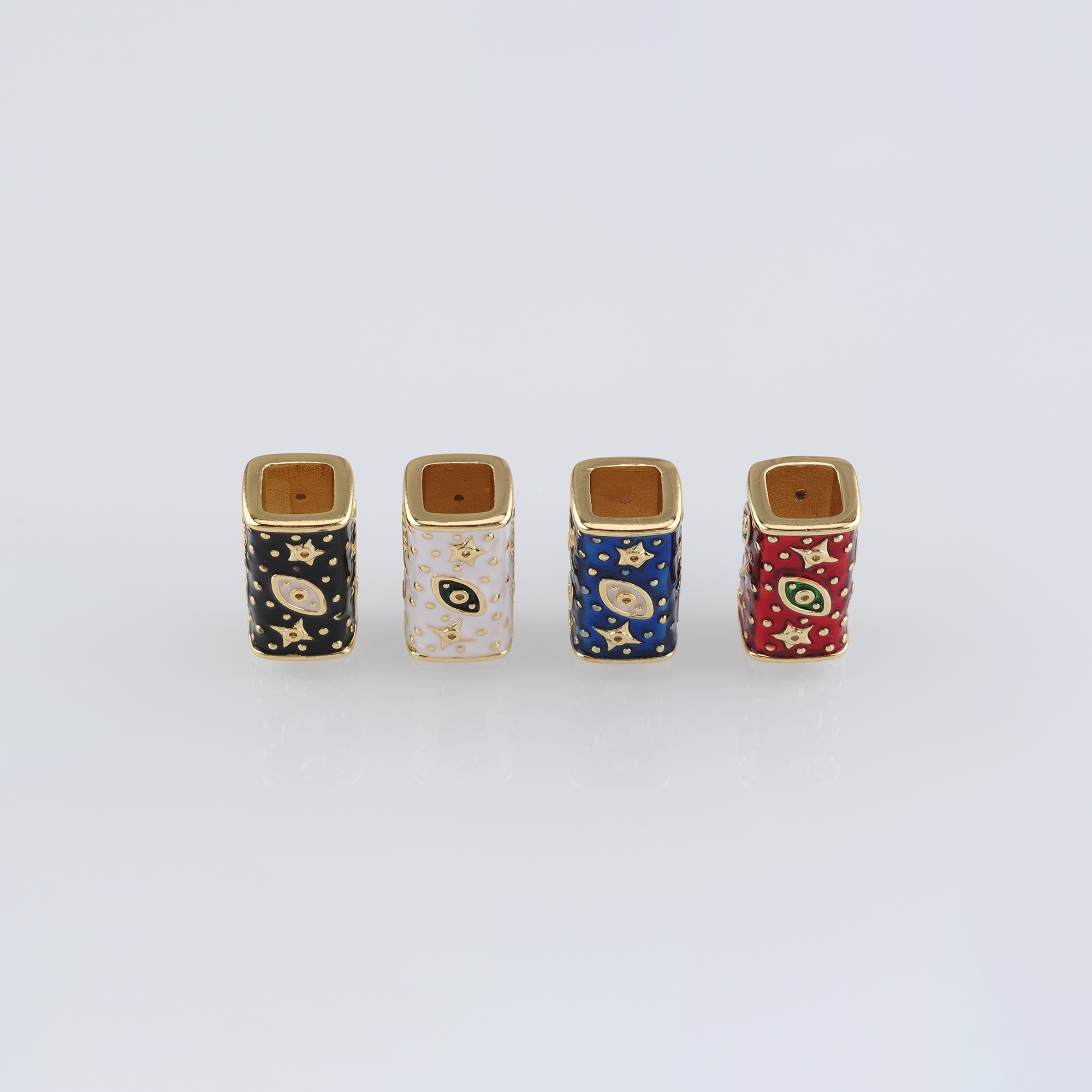 18K Gold Filled Evil Eye Spacer Beads,Barrel Bead,Enamel Evil Eye Bead for Bracelet Jewelry Necklace Making Supply