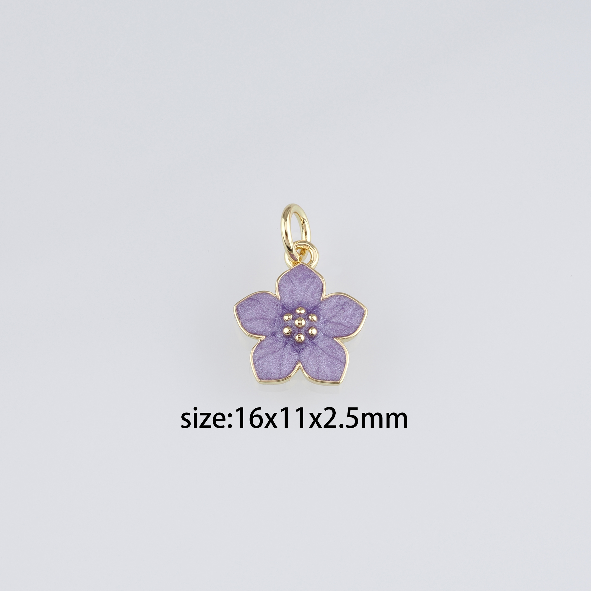 18K Gold Filled Flower Pendant,Enamel Flower Charm Earrings Necklace for DIY Jewelry Making Supply
