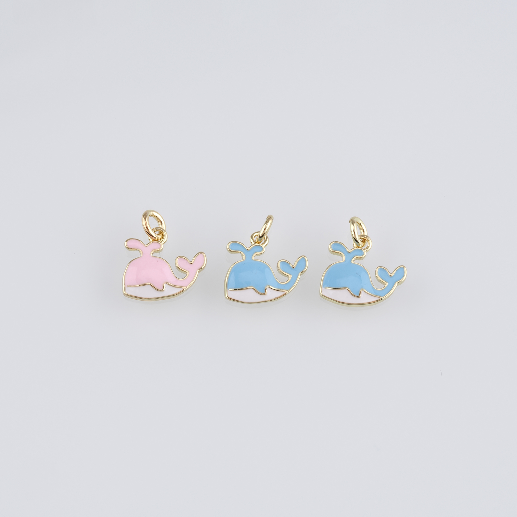 18K Gold Filled Whale Pendant,Enamel Whale Charm Earrings Necklace for DIY Jewelry Making Supply