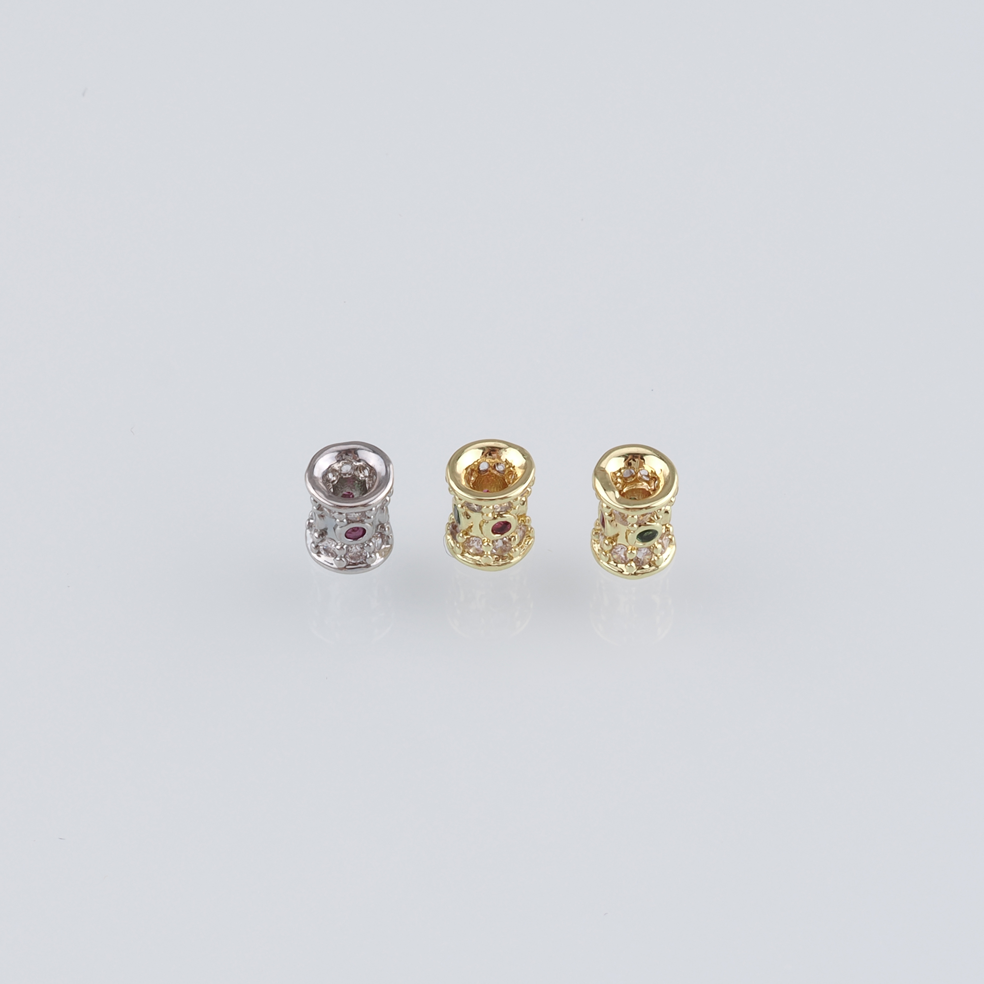 18K Gold Filled Cylinder Spacer Beads,CZ Micro Pave Barrel Beads for Bracelet Jewelry Necklace Making Supply