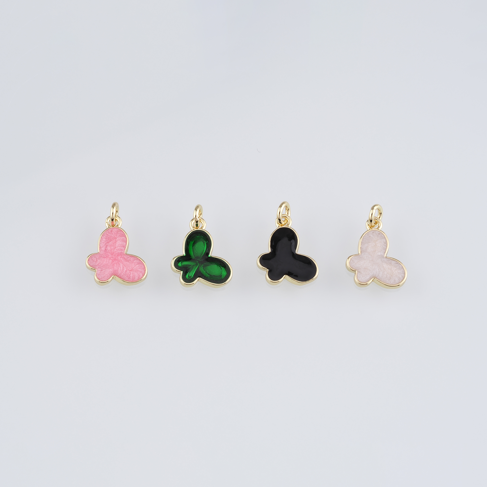18K Gold Filled Butterfly Pendant,Enamel Butterfly Charm Earrings Necklace for DIY Jewelry Making Supply