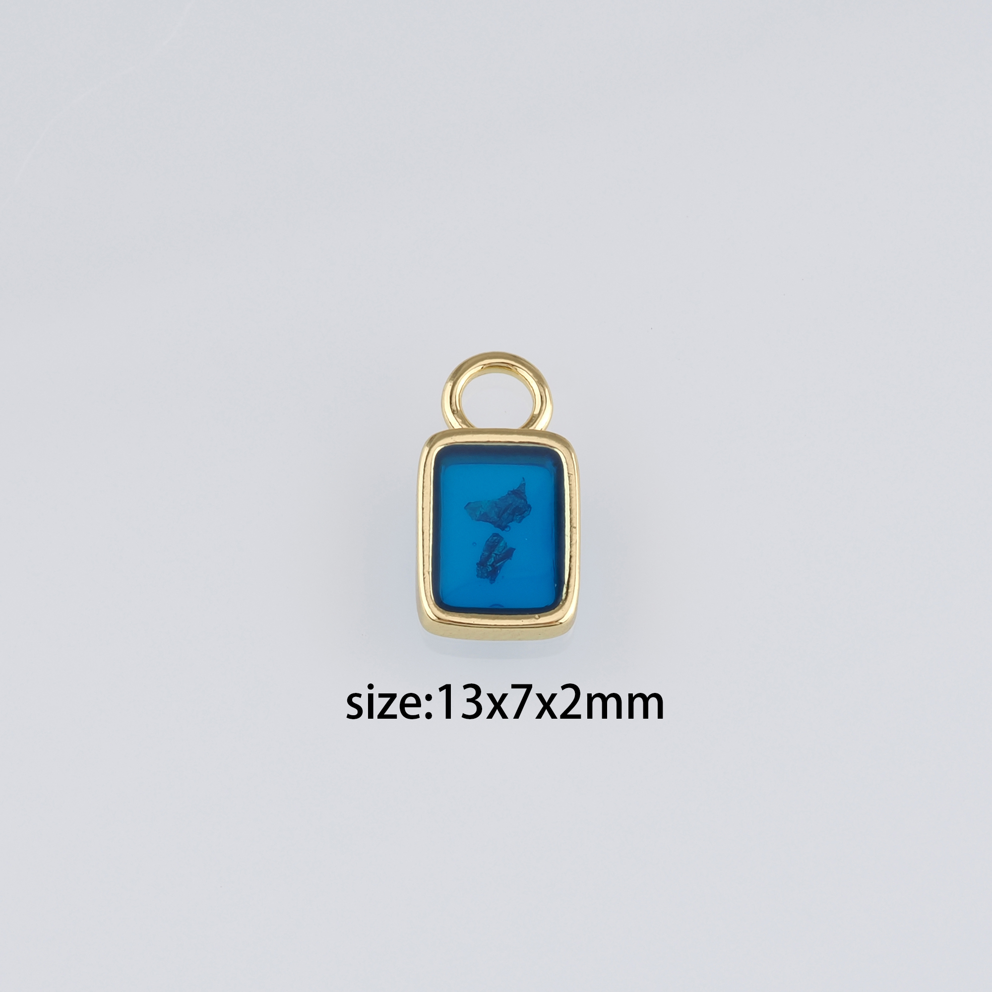 18K Gold Filled Rectangle Pendant,Enamel Rectangle Charm Earrings Necklace for DIY Jewelry Making Supply