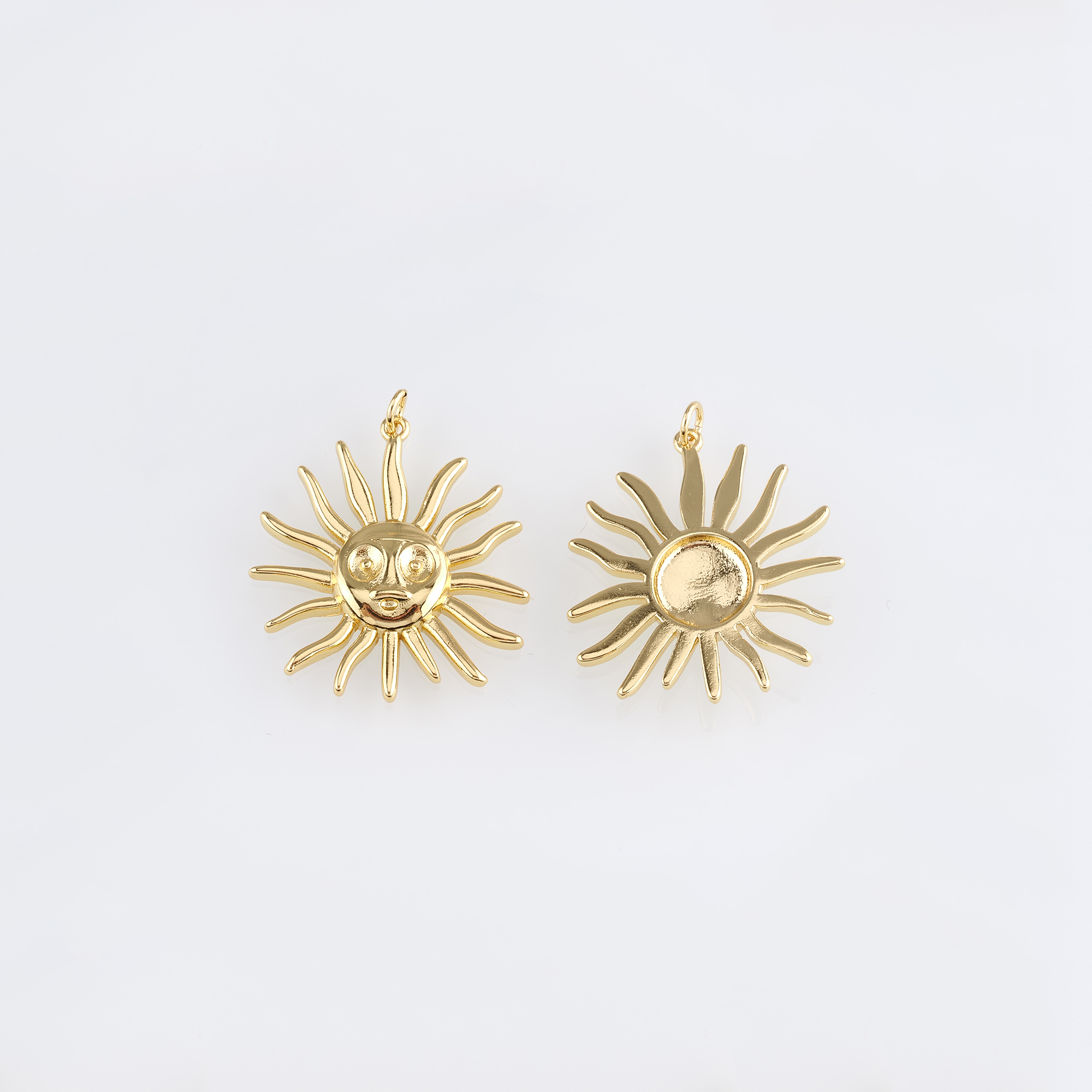 18K Gold Filled Sun Pendant,Dainty Sun Face Charm Earrings Necklace for DIY Jewelry Making Supply