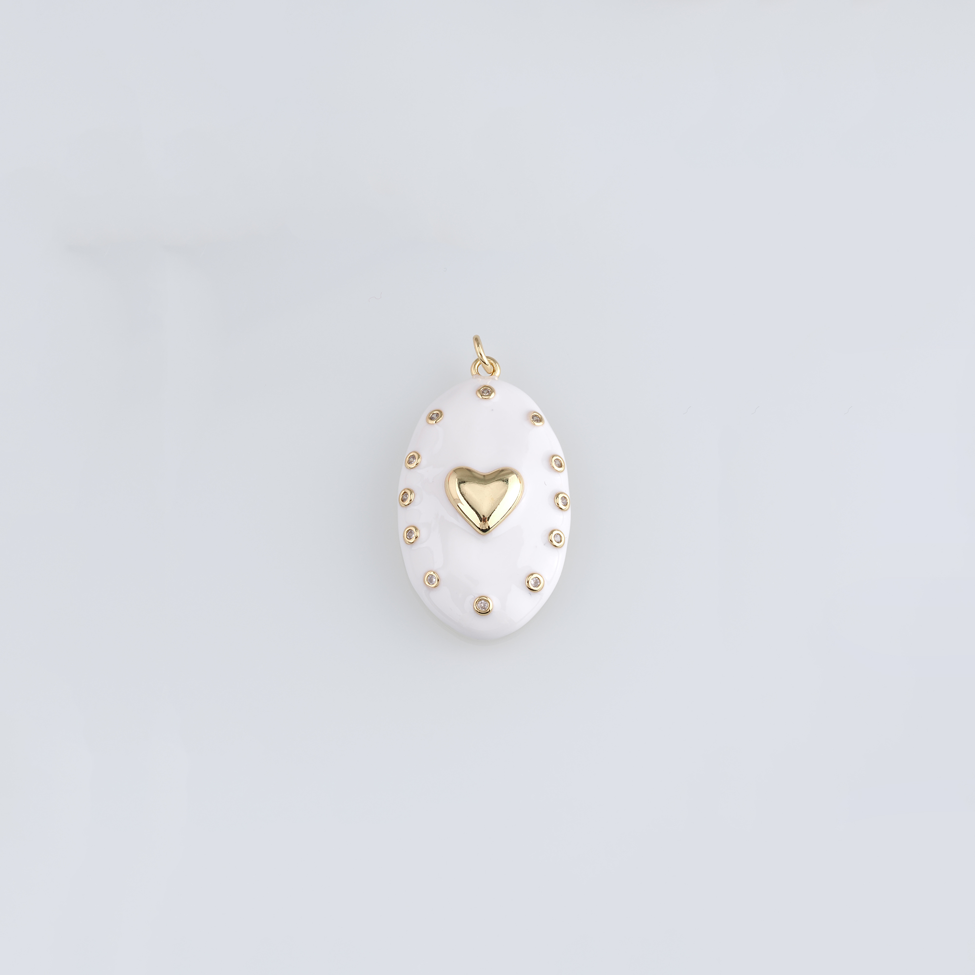 18K Gold Filled Heart Pendant,Enamel Heart Charm Earrings Necklace for DIY Jewelry Making Supply