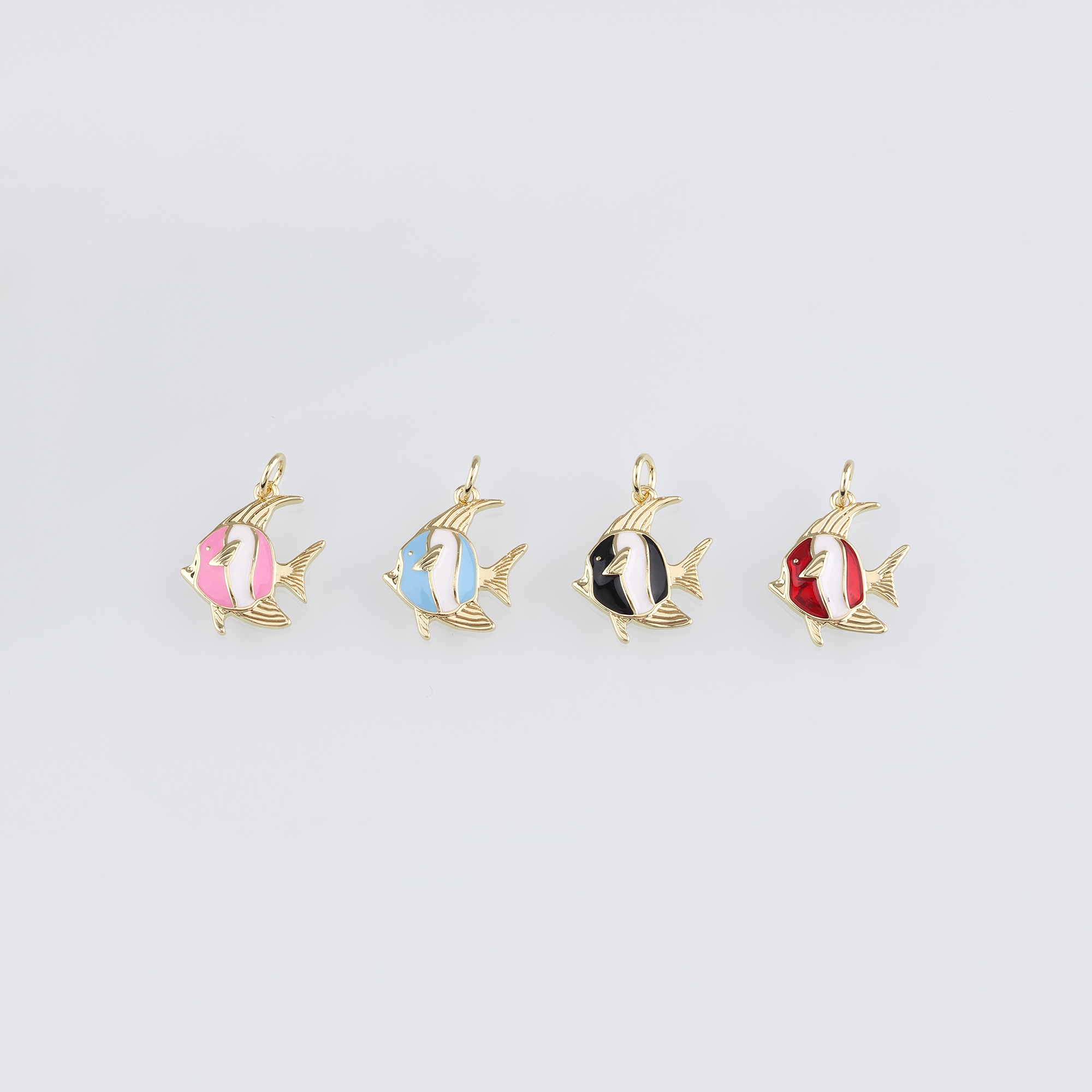 18K Gold Filled Fish Pendant,Enamel Fish Charm Earrings Necklace for DIY Jewelry Making Supply