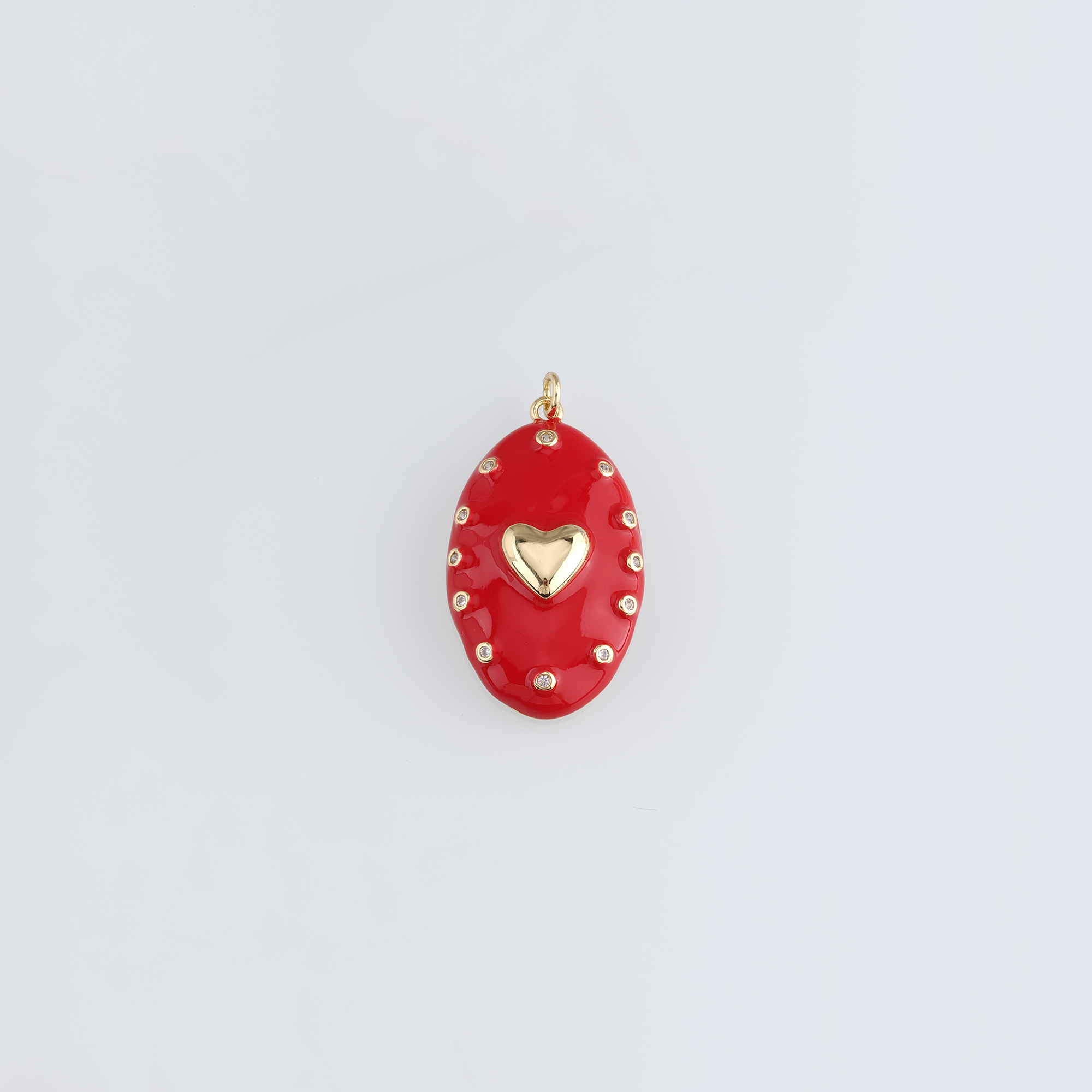 18K Gold Filled Heart Pendant,Enamel Heart Charm Earrings Necklace for DIY Jewelry Making Supply