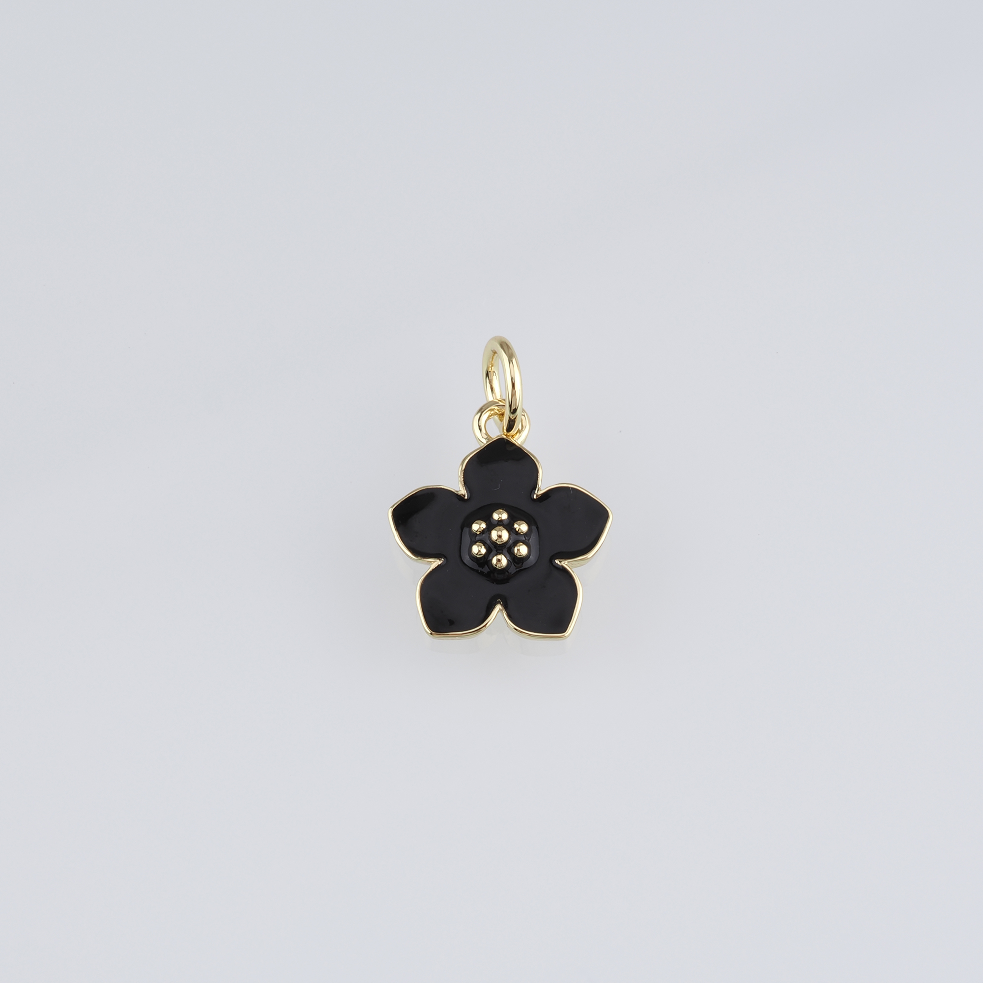 18K Gold Filled Flower Pendant,Enamel Flower Charm Earrings Necklace for DIY Jewelry Making Supply
