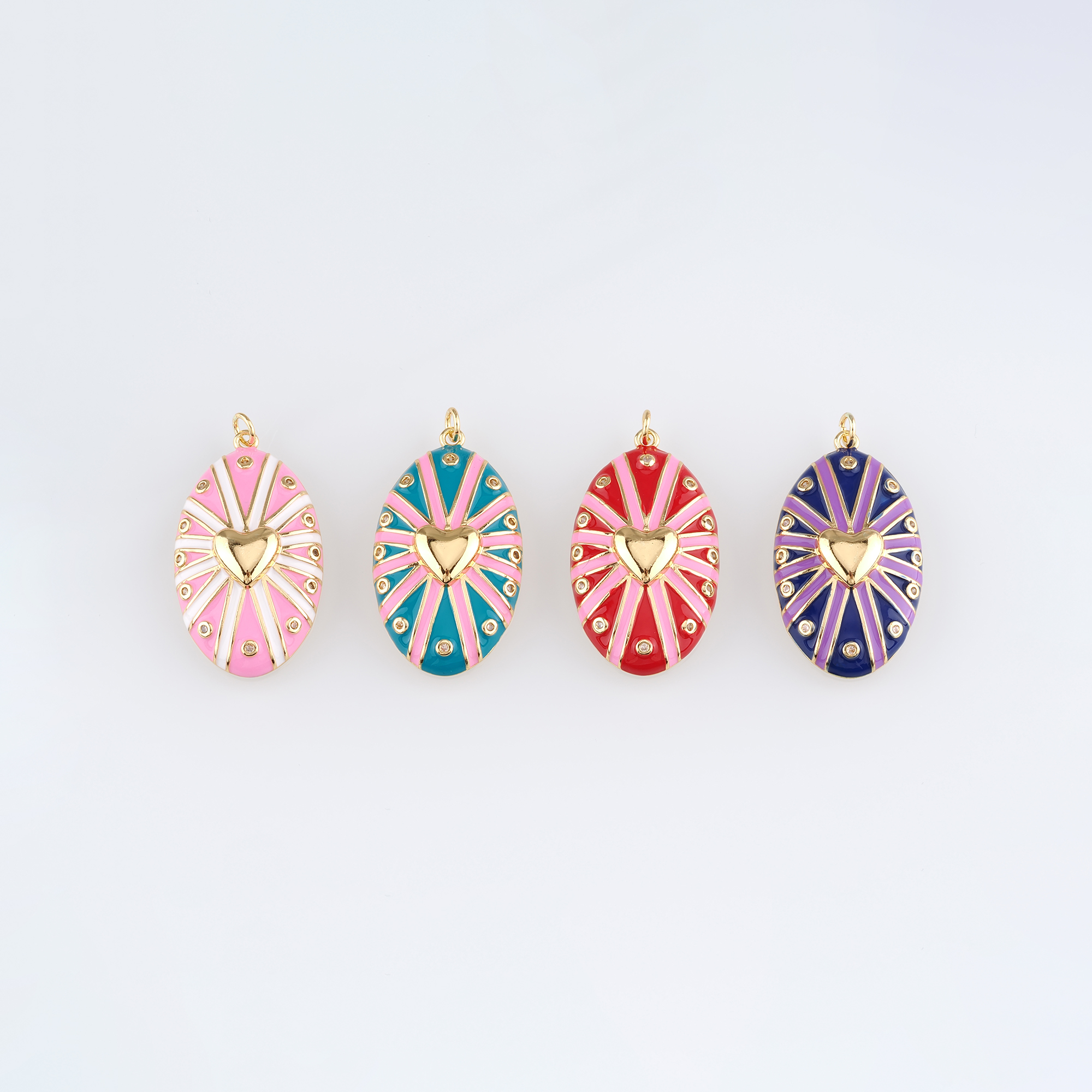 18K Gold Filled Heart Pendant,Enamel Heart Charm Earrings Necklace for DIY Jewelry Making Supply