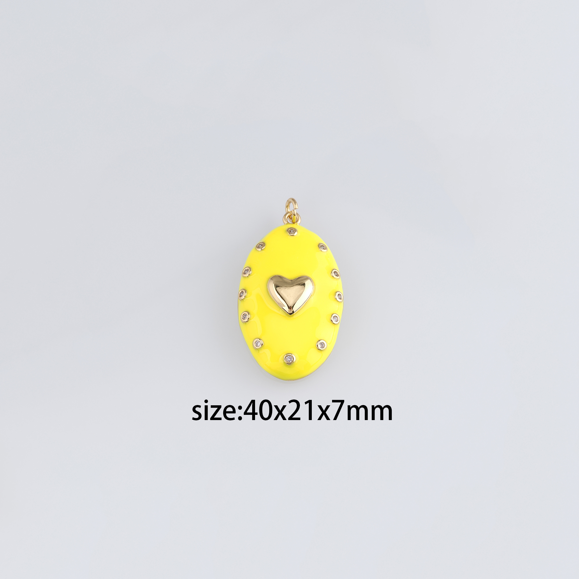18K Gold Filled Heart Pendant,Enamel Heart Charm Earrings Necklace for DIY Jewelry Making Supply