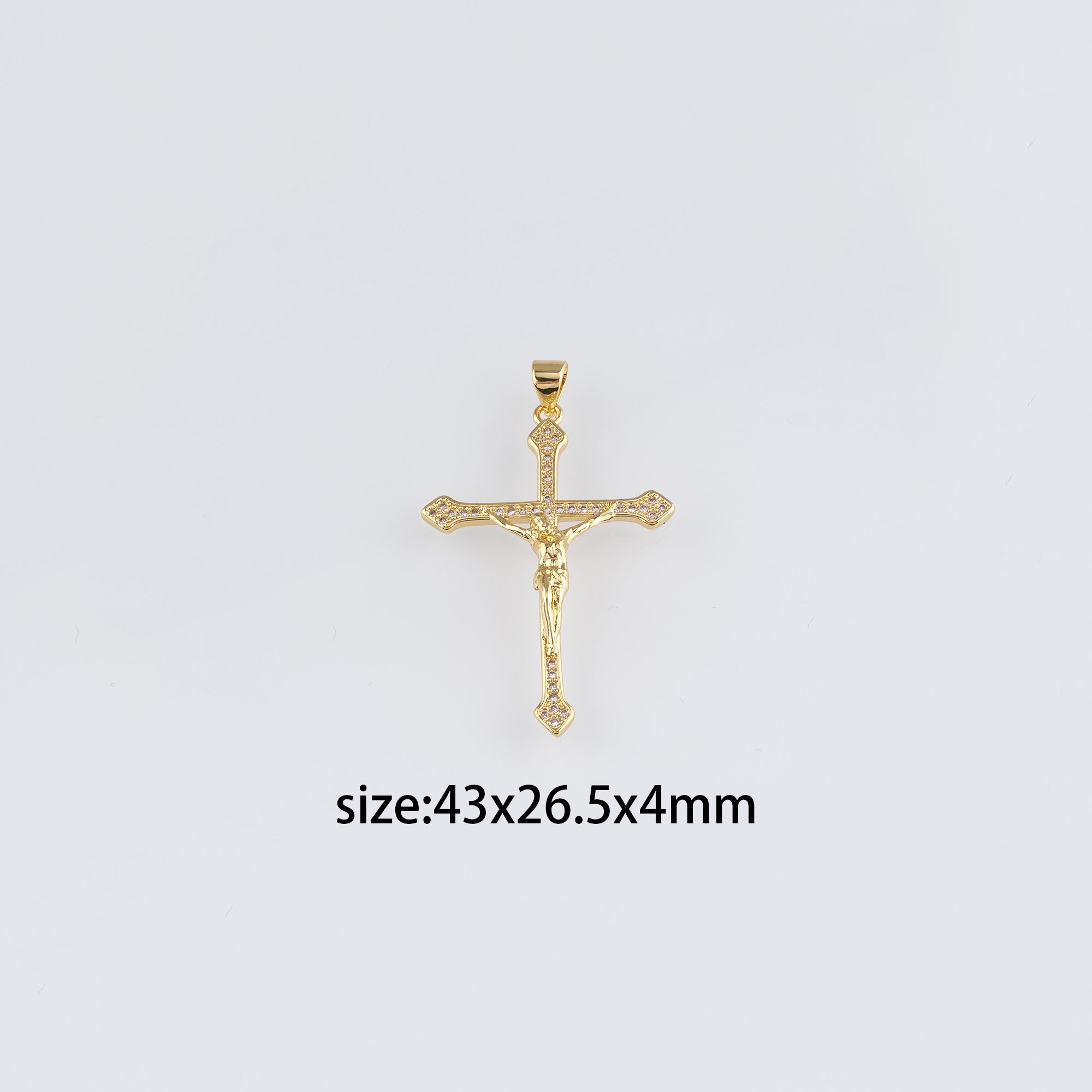 18K Gold Filled Cross Pendant,Religious Charm Earrings Necklace for DIY Jewelry Making Supply