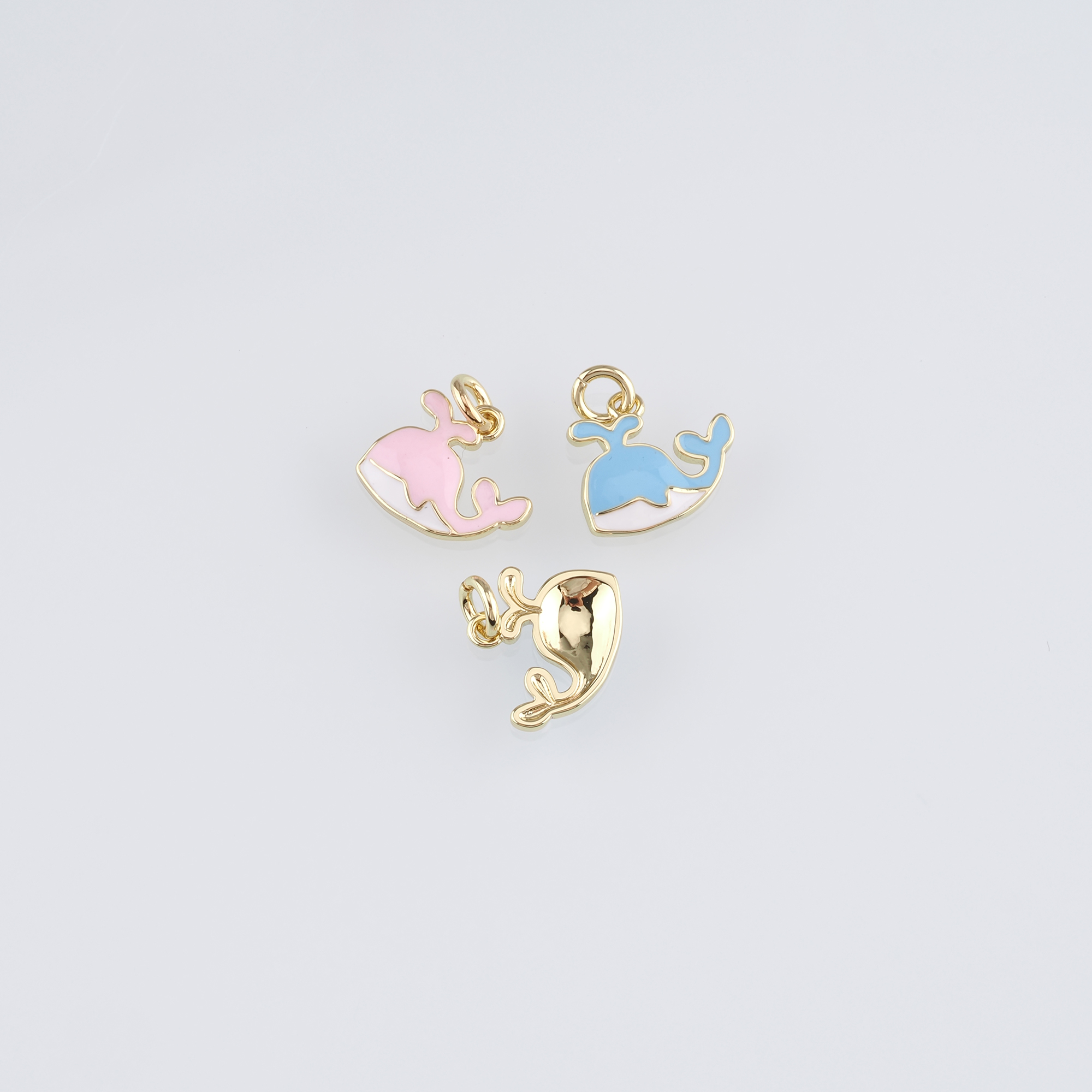 18K Gold Filled Whale Pendant,Enamel Whale Charm Earrings Necklace for DIY Jewelry Making Supply