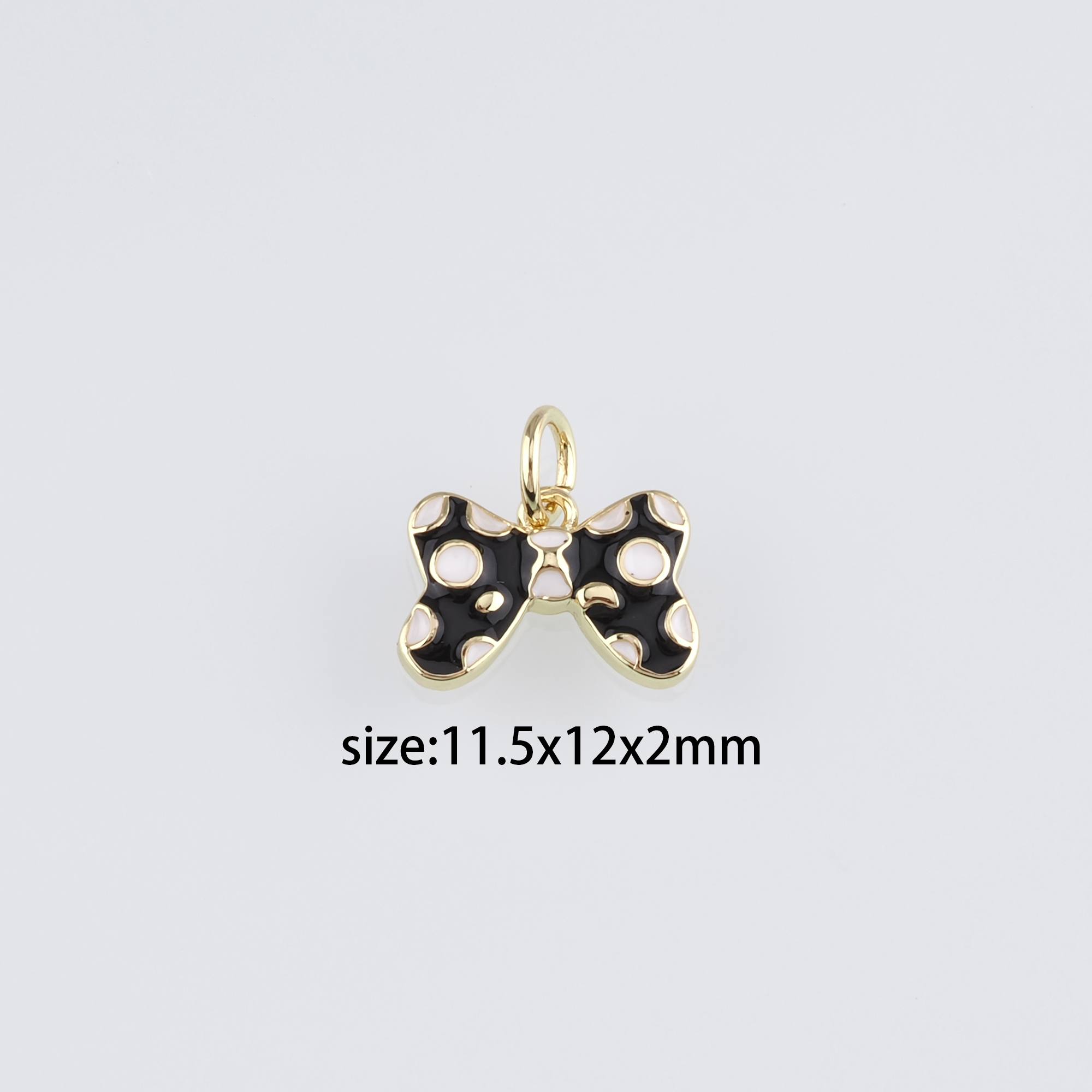 18K Gold Filled Bow Pendant,Enamel Bow Charm Earrings Necklace for DIY Jewelry Making Supply