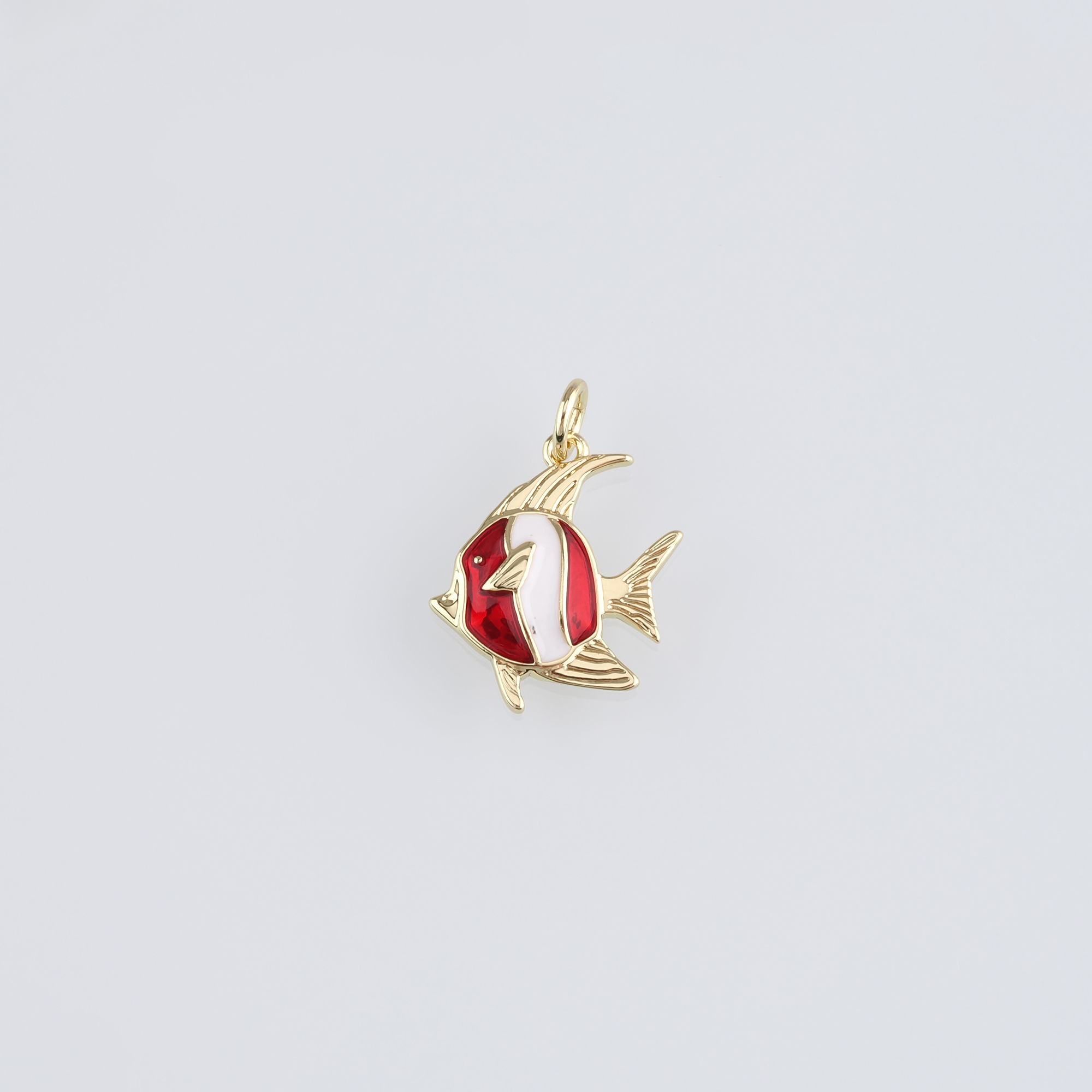 18K Gold Filled Fish Pendant,Enamel Fish Charm Earrings Necklace for DIY Jewelry Making Supply