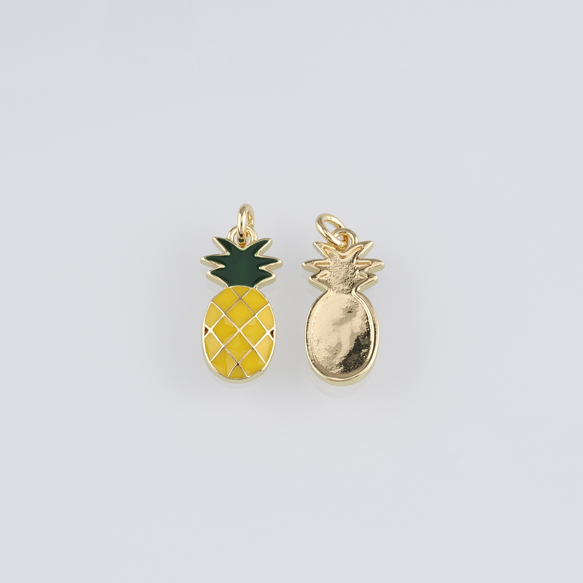 18K Gold Filled Pineapple Pendant,Enamel Fruit Charm Earrings Necklace for DIY Jewelry Making Supply
