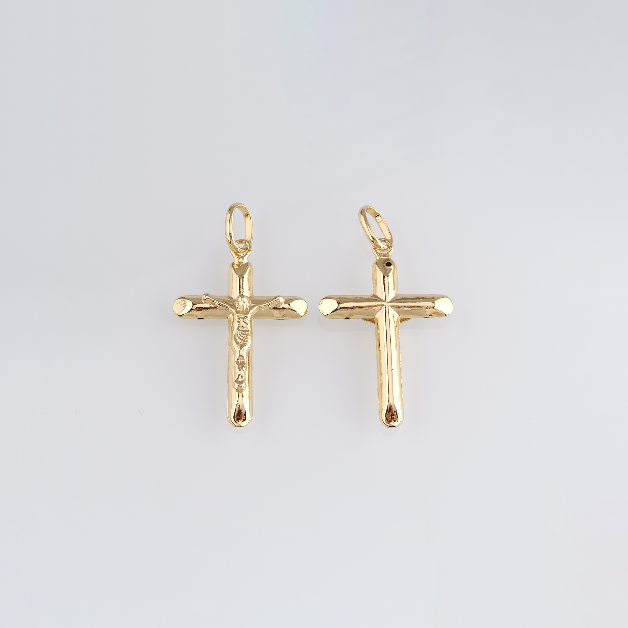 18K Gold Filled Cross Pendant,Religious Charm Earrings Necklace for DIY Jewelry Making Supply