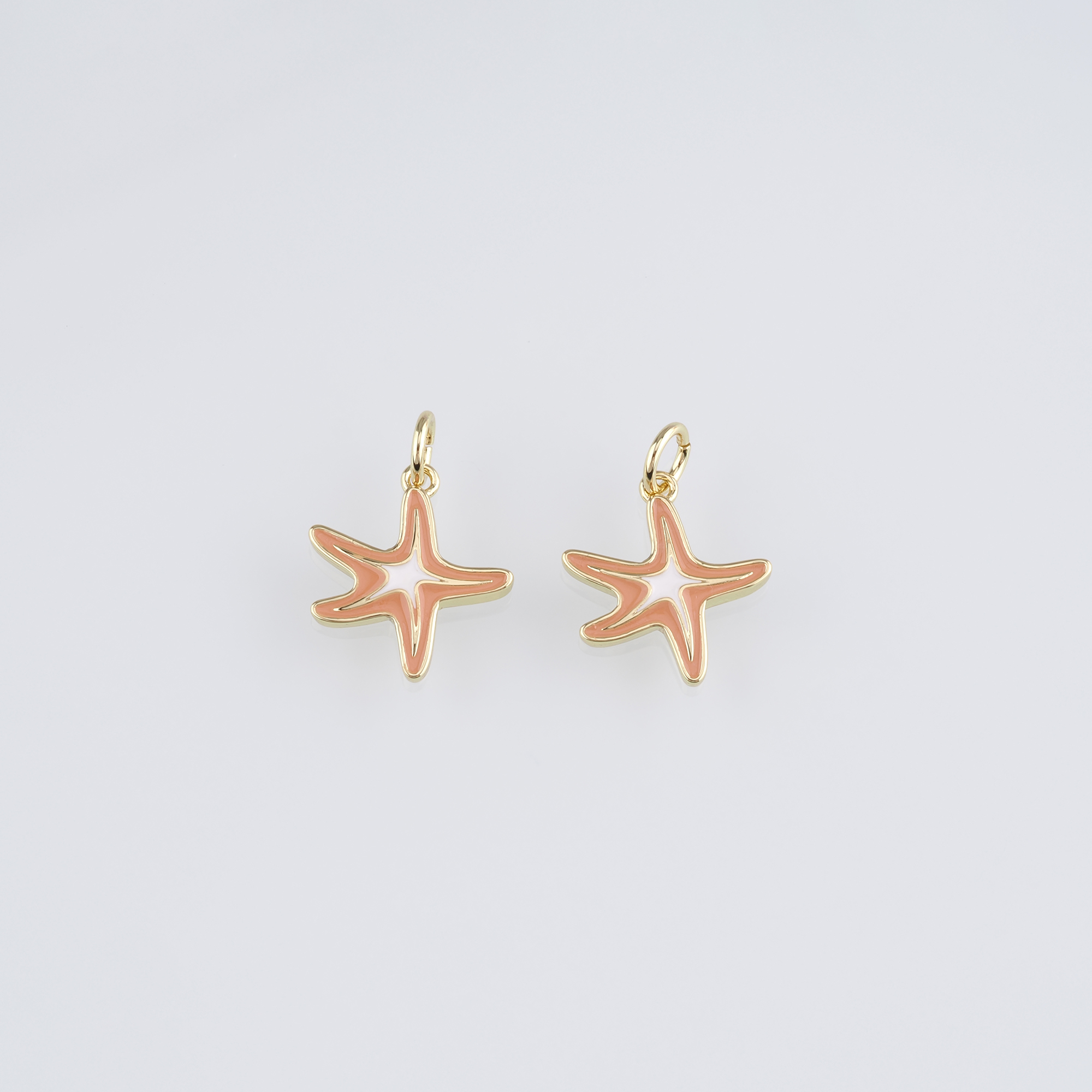 18K Gold Filled Starfish Pendant,Enamel Starfish Charm Earrings Necklace for DIY Jewelry Making Supply